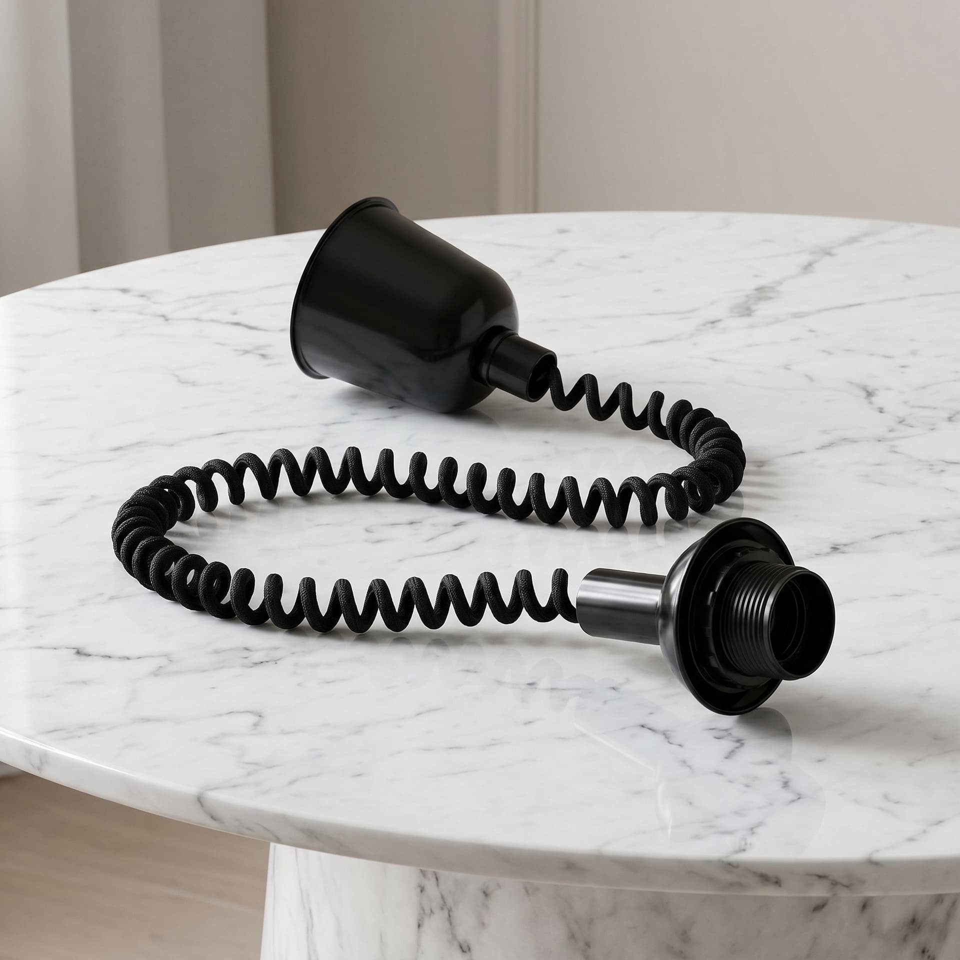 Pendel saliscendi bianco o nero con cavo in tessuto E27 - 4
