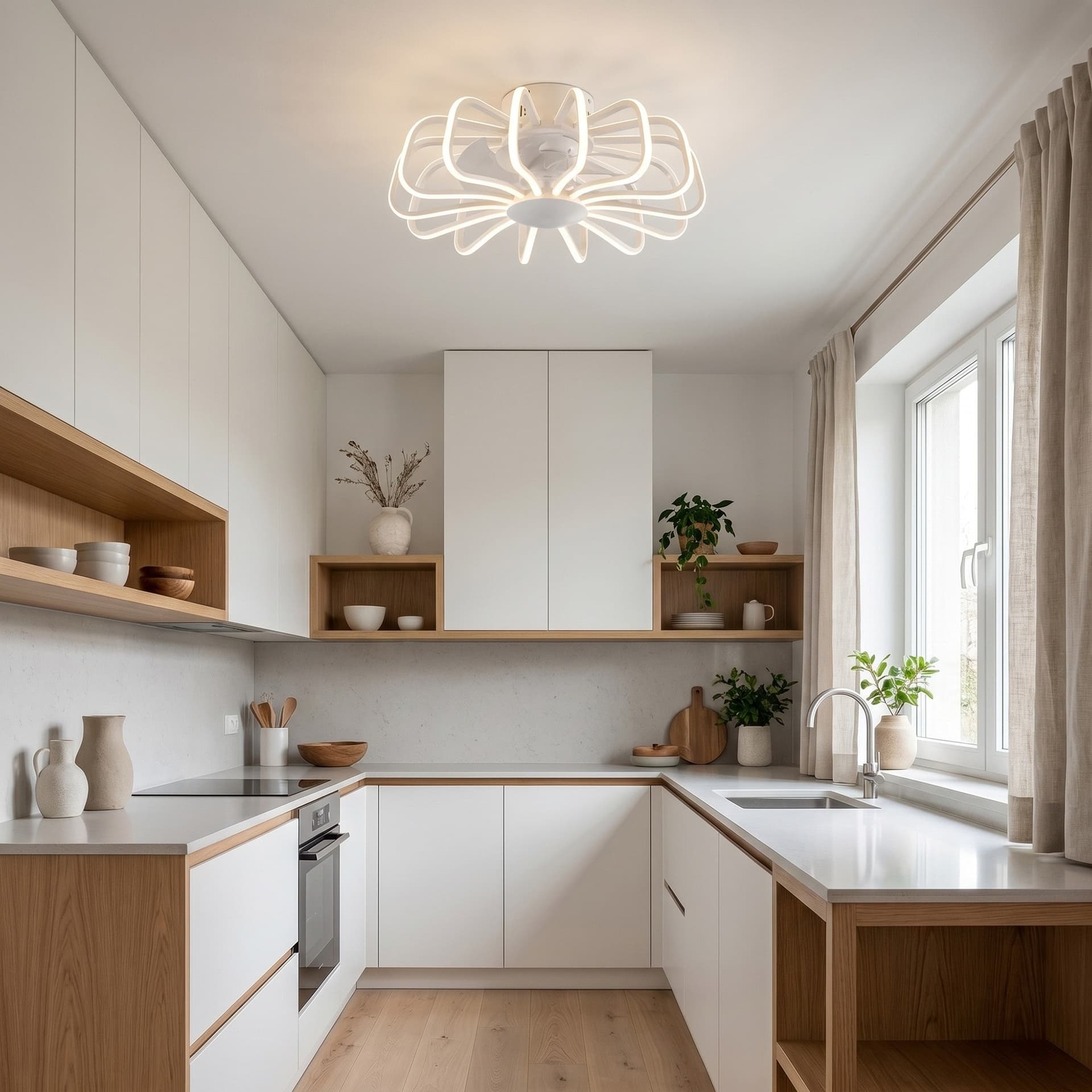 Plafoniera LED 80W con Ventilatore e Telecomando Bianco o Nero - 1