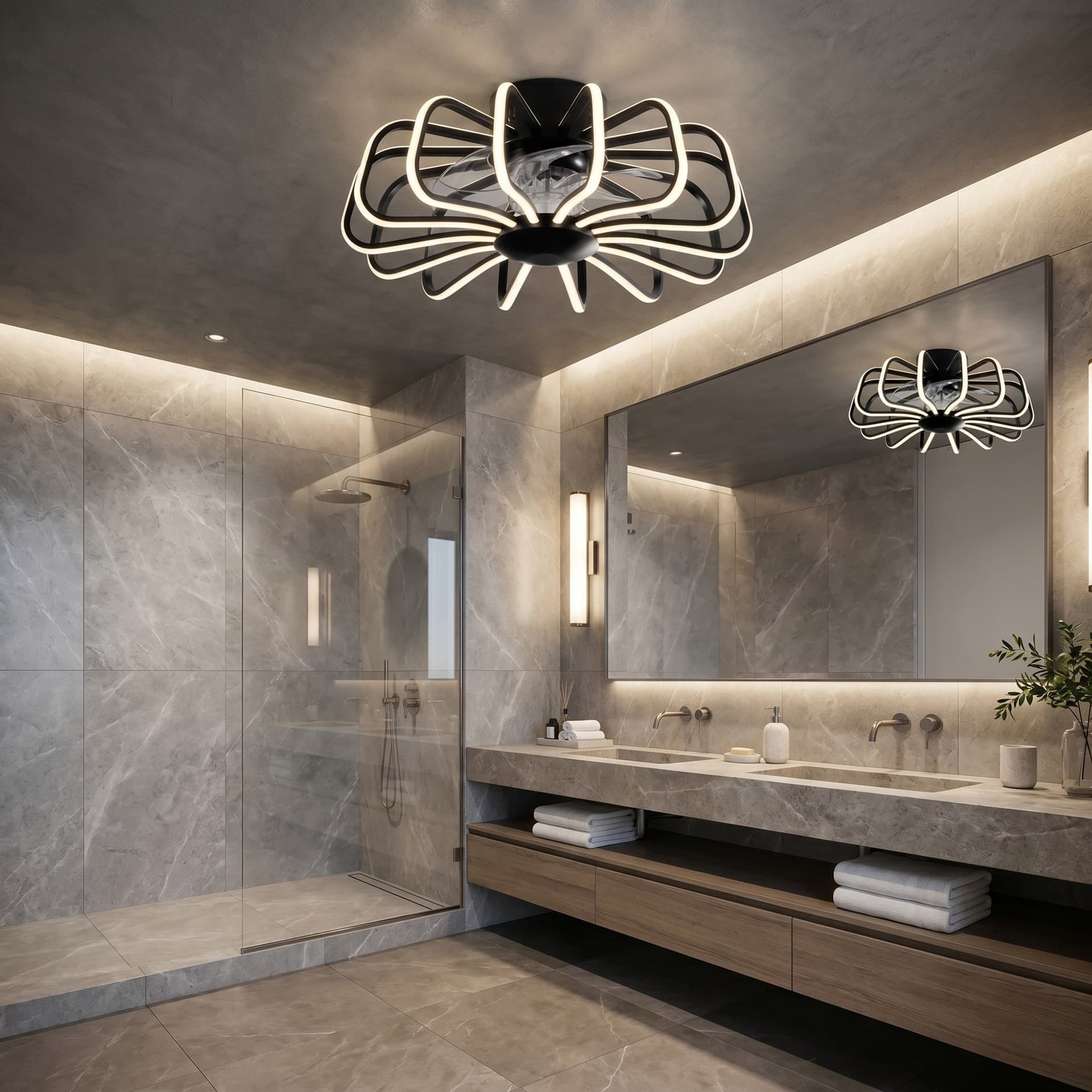 Plafoniera LED 80W con Ventilatore e Telecomando Bianco o Nero - 3