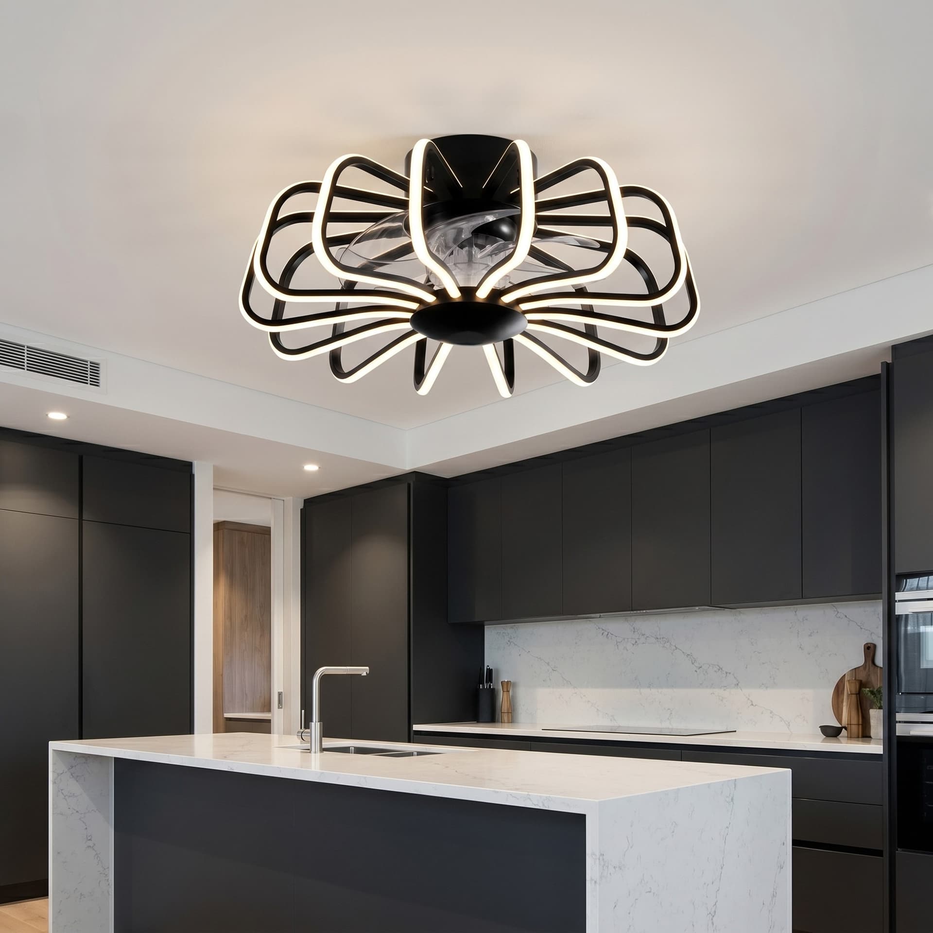 Plafoniera LED 80W con Ventilatore e Telecomando Bianco o Nero - 4