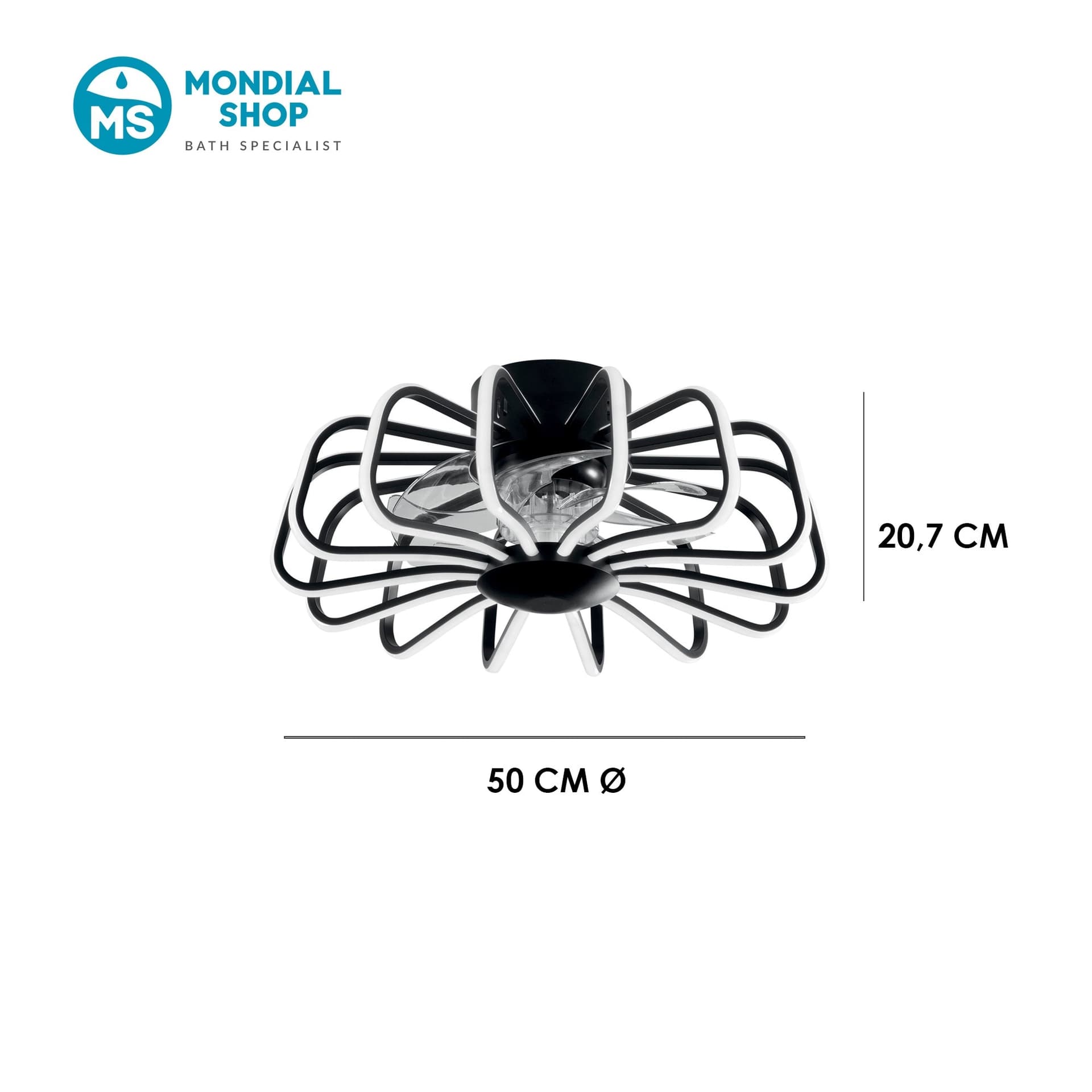 Plafoniera LED 80W con Ventilatore e Telecomando Bianco o Nero - 8