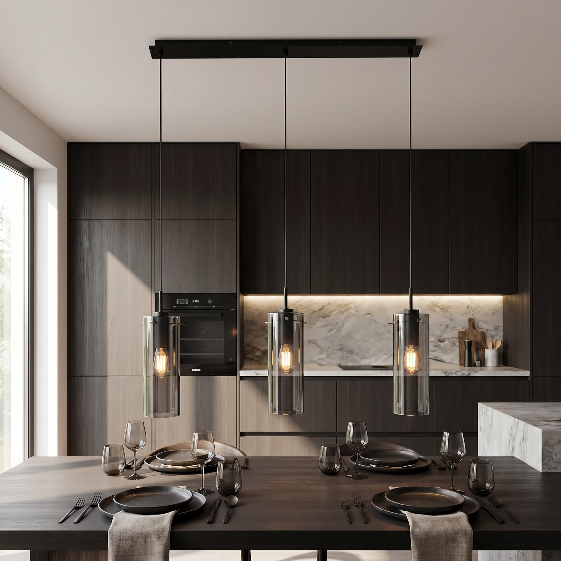 Sospensione moderna da interno 3XE27 disponibile in nero o oro - 2