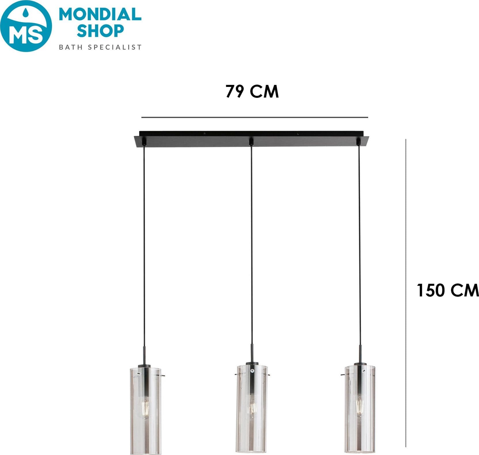 Sospensione moderna da interno 3XE27 disponibile in nero o oro - 3