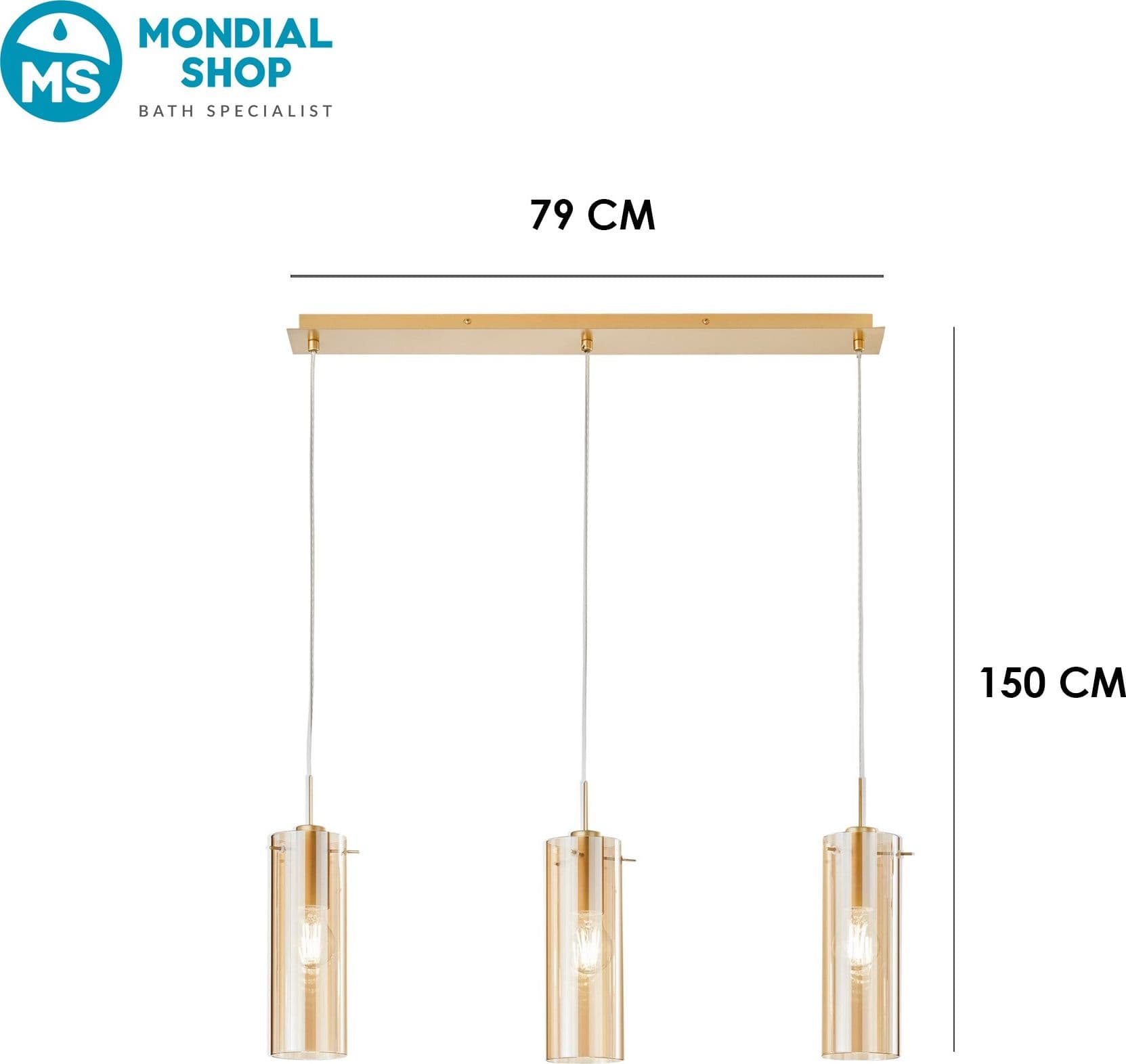 Sospensione moderna da interno 3XE27 disponibile in nero o oro - 9