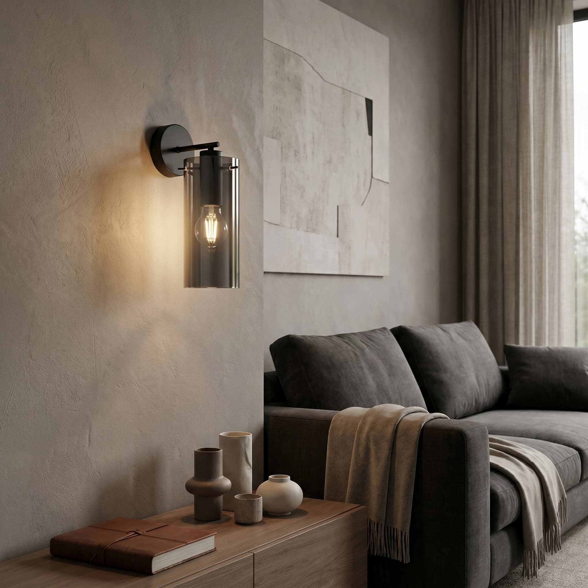 Applique Moderna in Vetro Ambra Oro o Nero E27 - 2