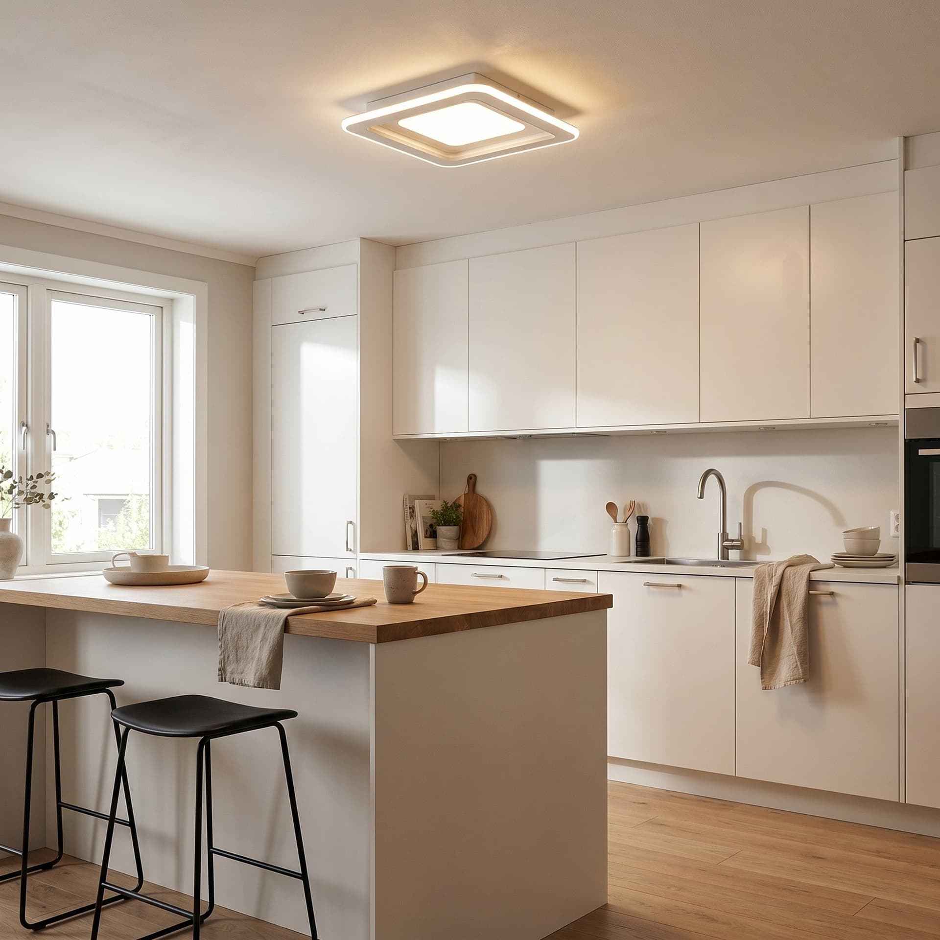 Plafoniera LED moderna da interno per soffitto quadrata bianca con telecomando incluso 40W - 2