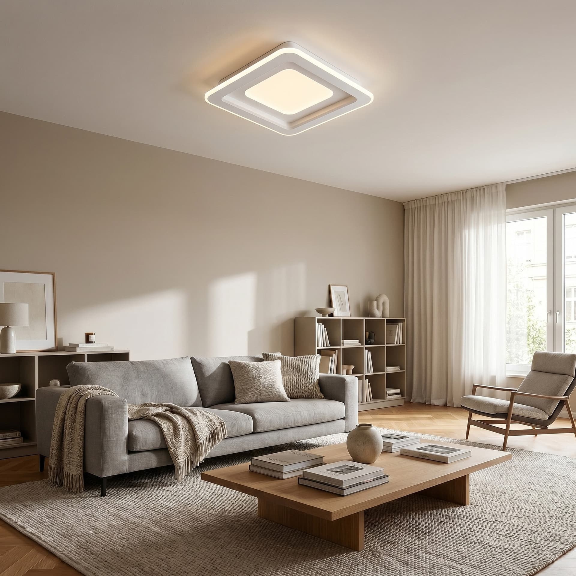 Plafoniera LED moderna da interno per soffitto quadrata bianca con telecomando incluso 40W - 3