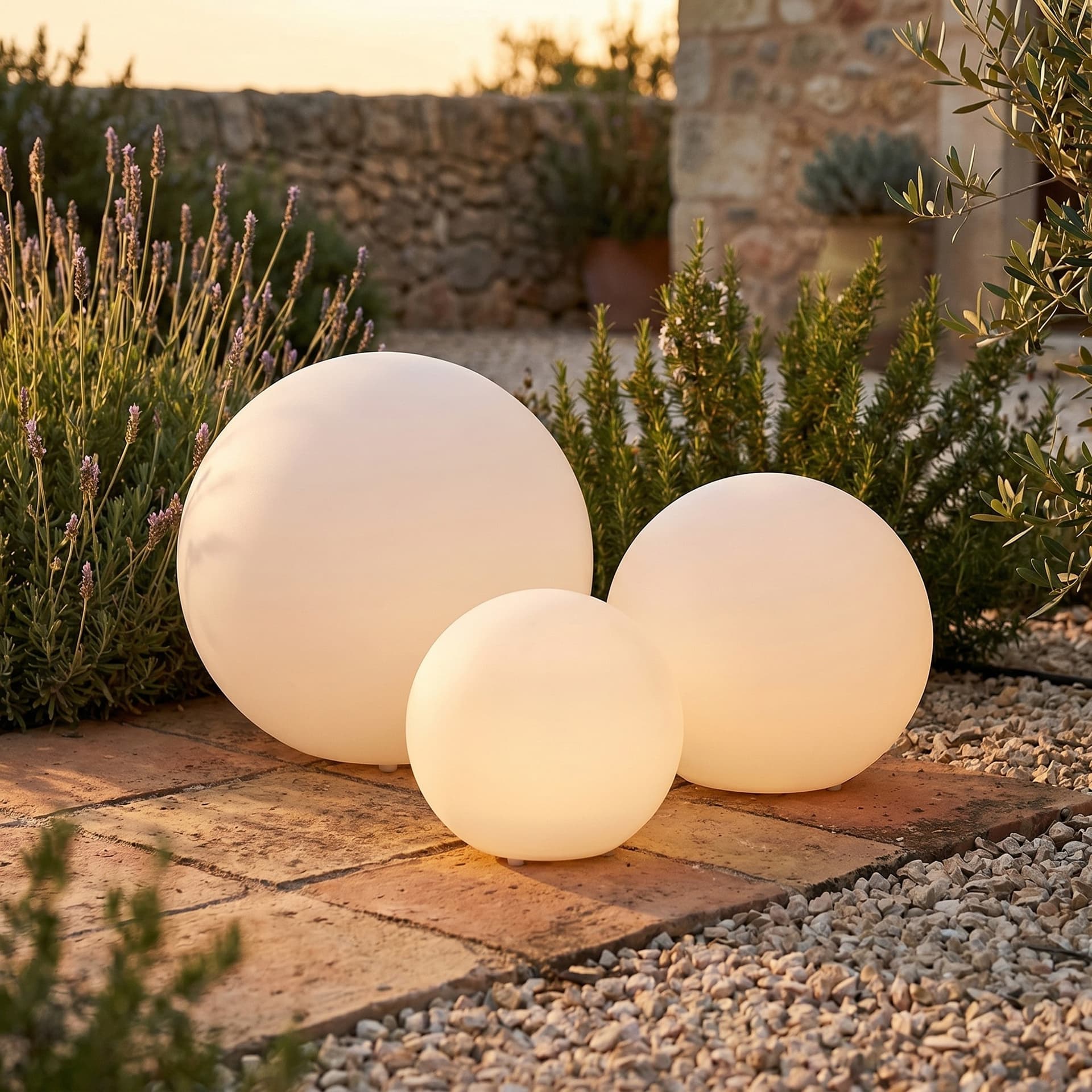 Lampada da giardino bianca Forma sferica disponibile in 3 misure 1XE27 - 2