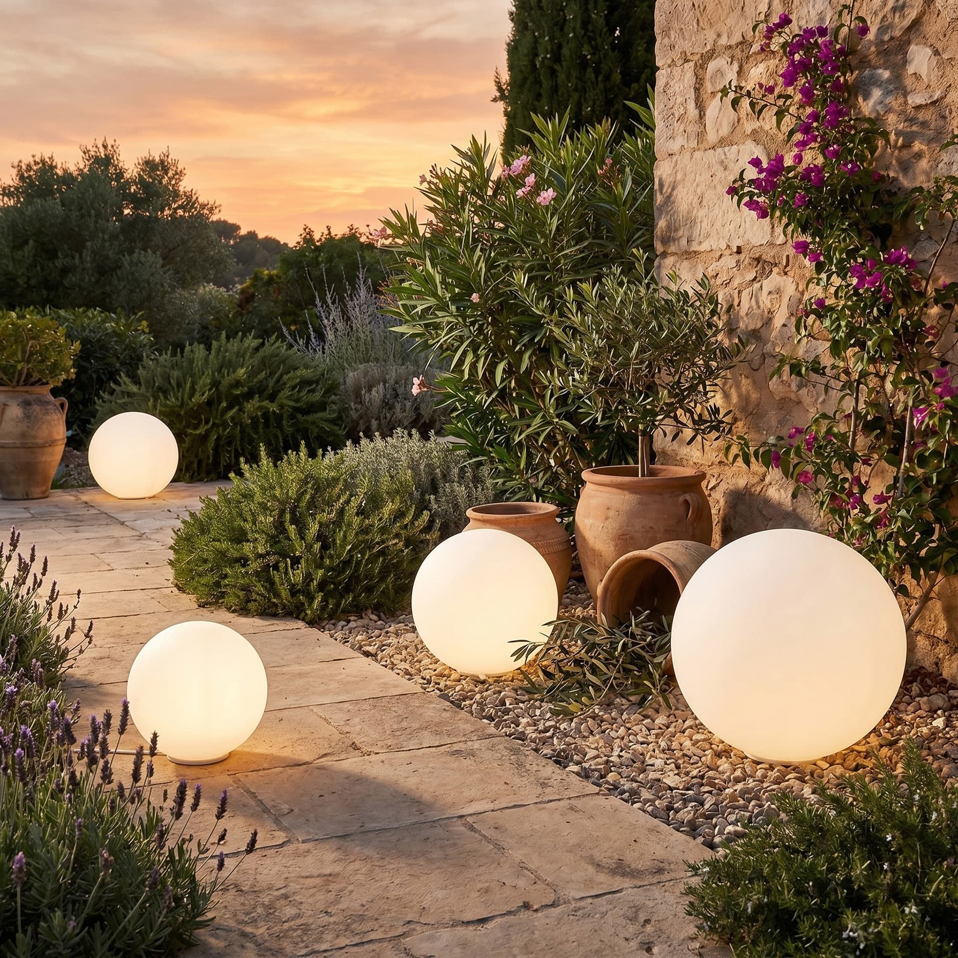 Lampada da giardino bianca Forma sferica disponibile in 3 misure 1XE27 - 3