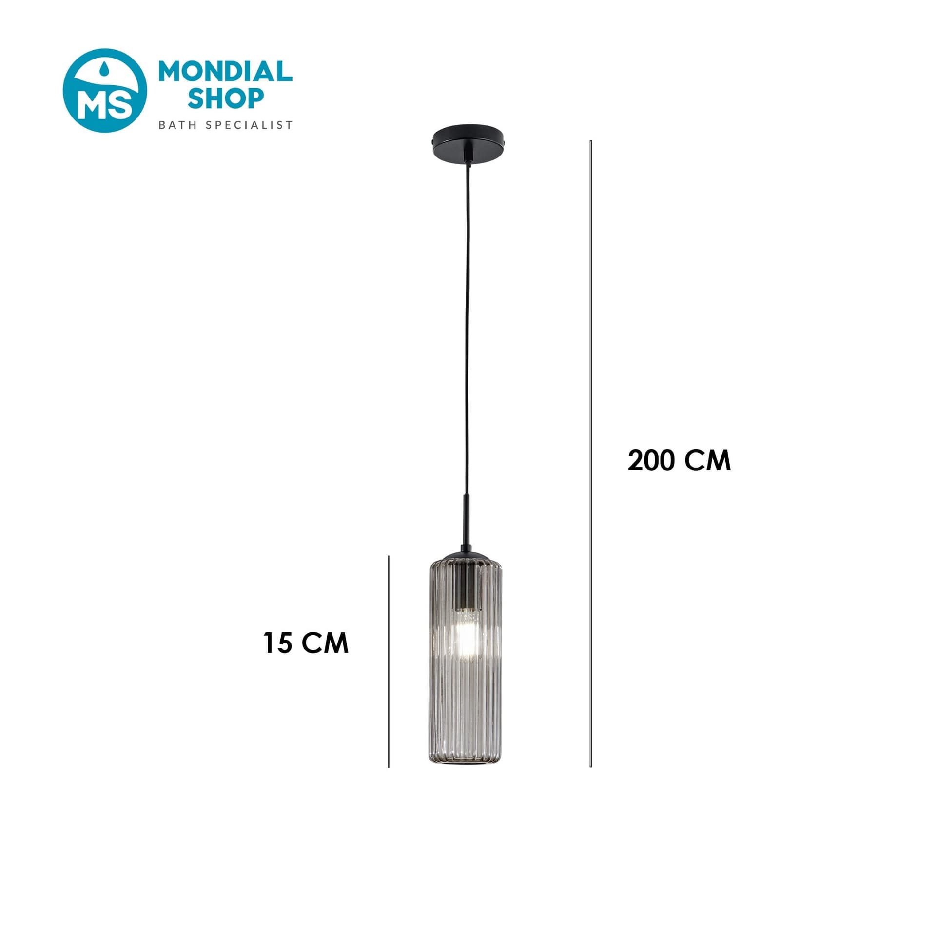 Lampadario Sospensione in vetro Design moderno disponibile grigia o ambra 1XE27 - 3