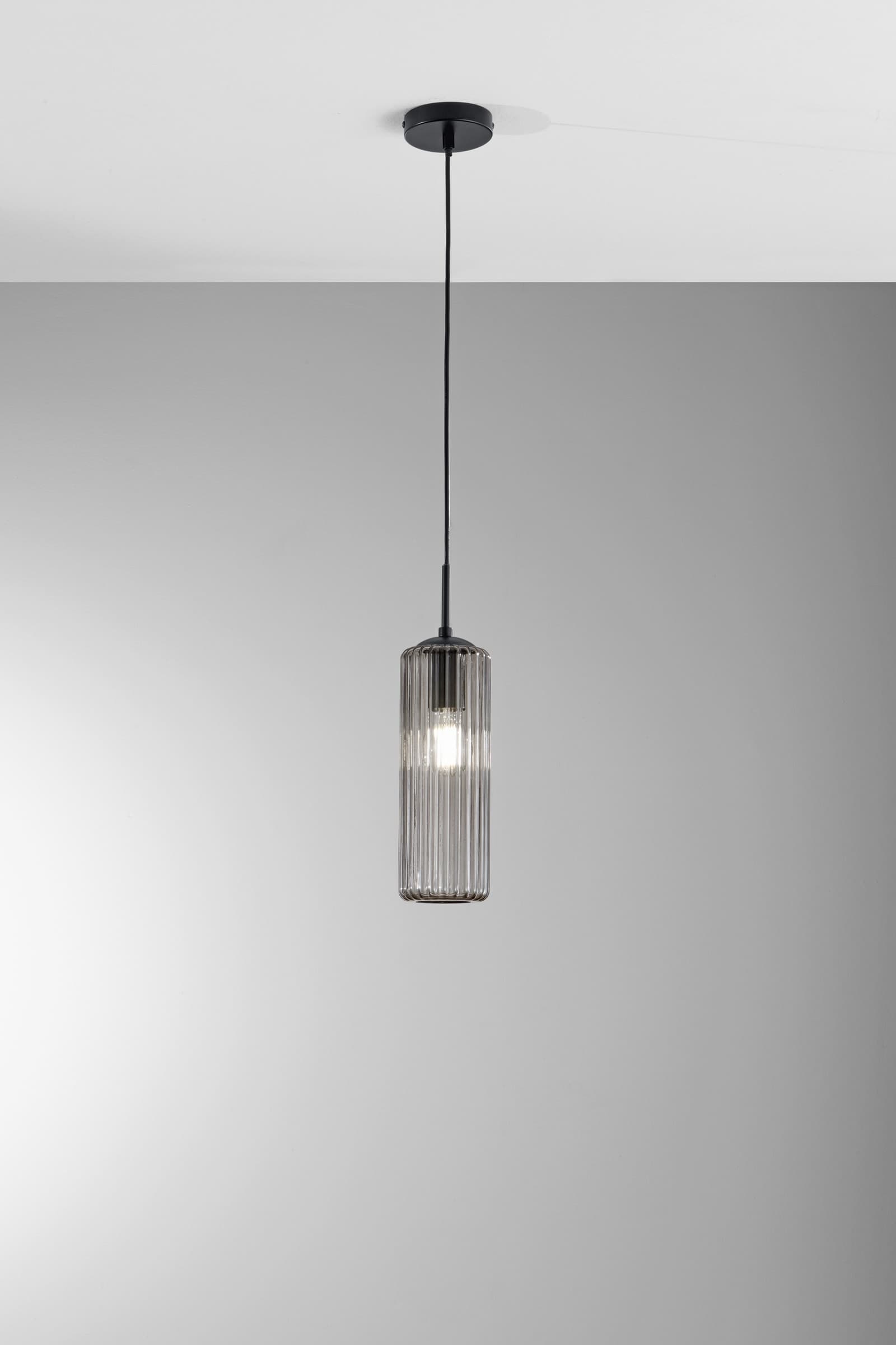 Lampadario Sospensione in vetro Design moderno disponibile grigia o ambra 1XE27 - 5