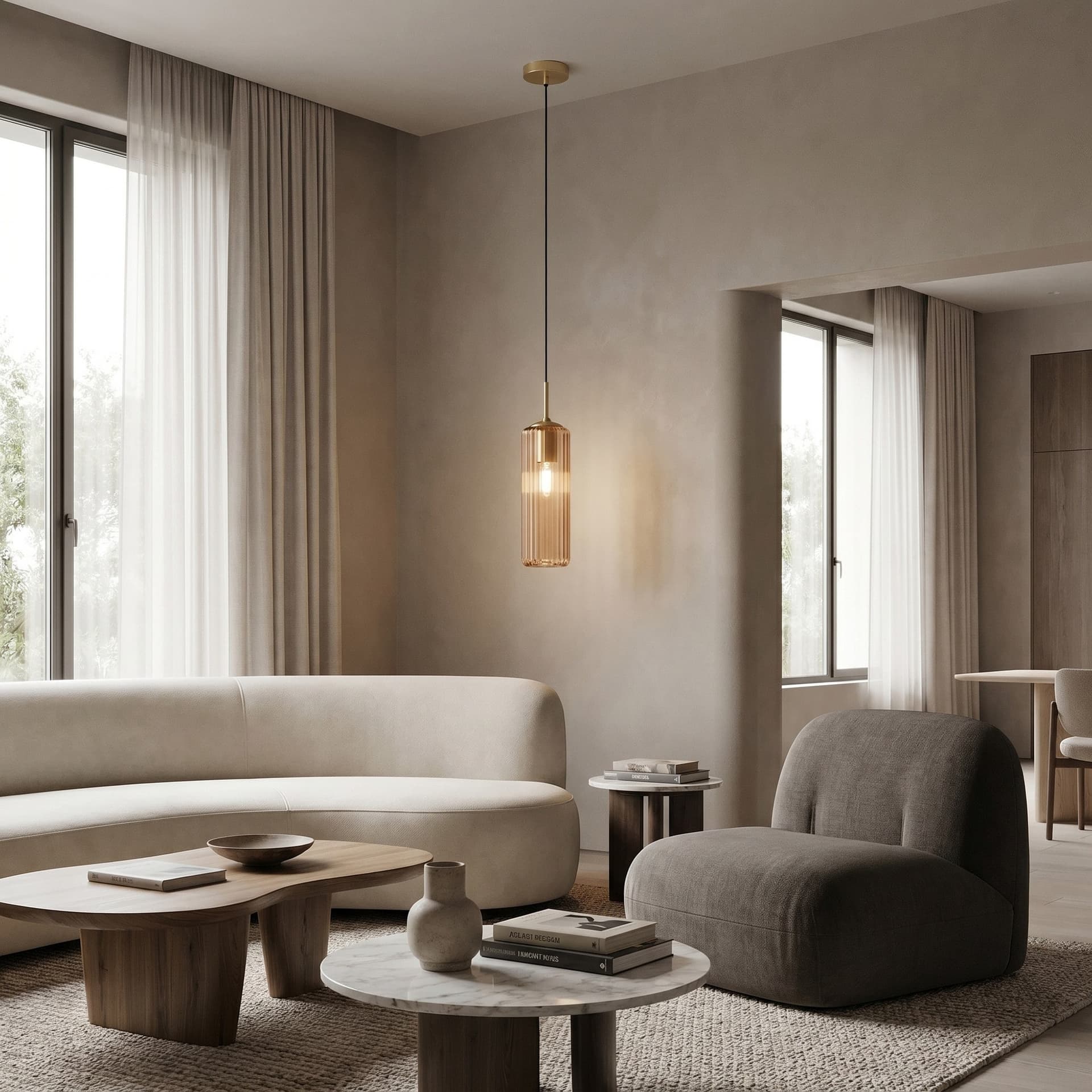 Lampadario Sospensione in vetro Design moderno disponibile grigia o ambra 1XE27 - 7