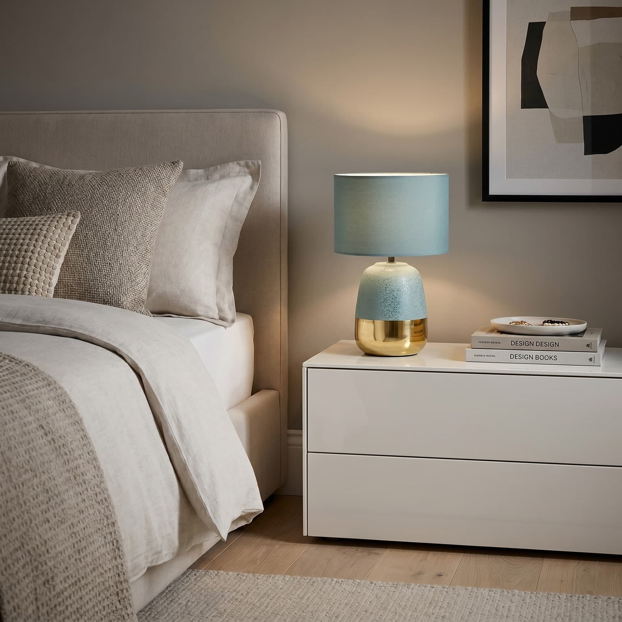 Lampada da tavolo o comodino design moderno disponibile in blu o marrone 1XE27 - 3