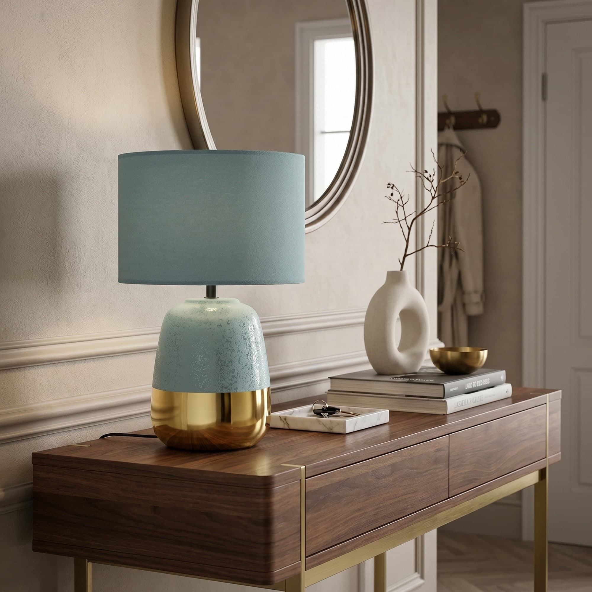 Lampada da tavolo o comodino design moderno disponibile in blu o marrone 1XE27 - 4
