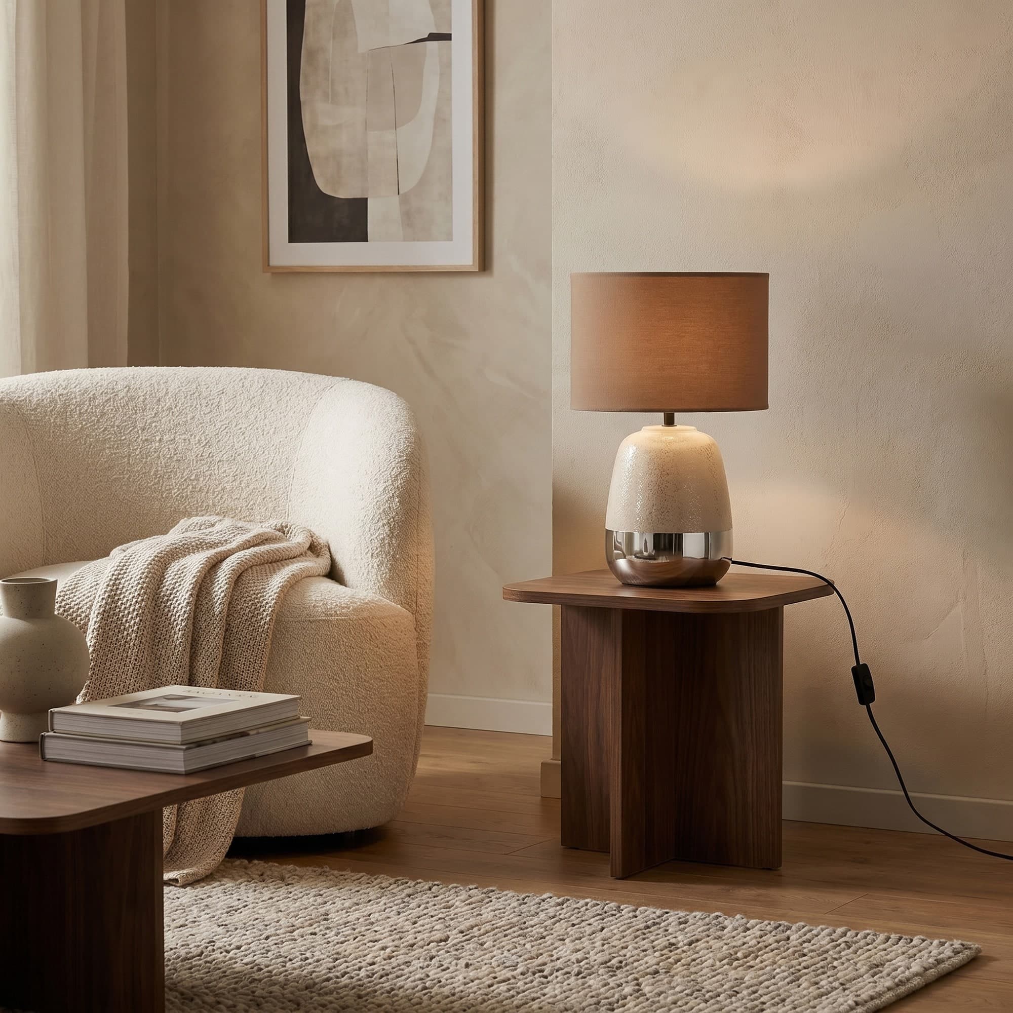 Lampada da tavolo o comodino design moderno disponibile in blu o marrone 1XE27 - 8