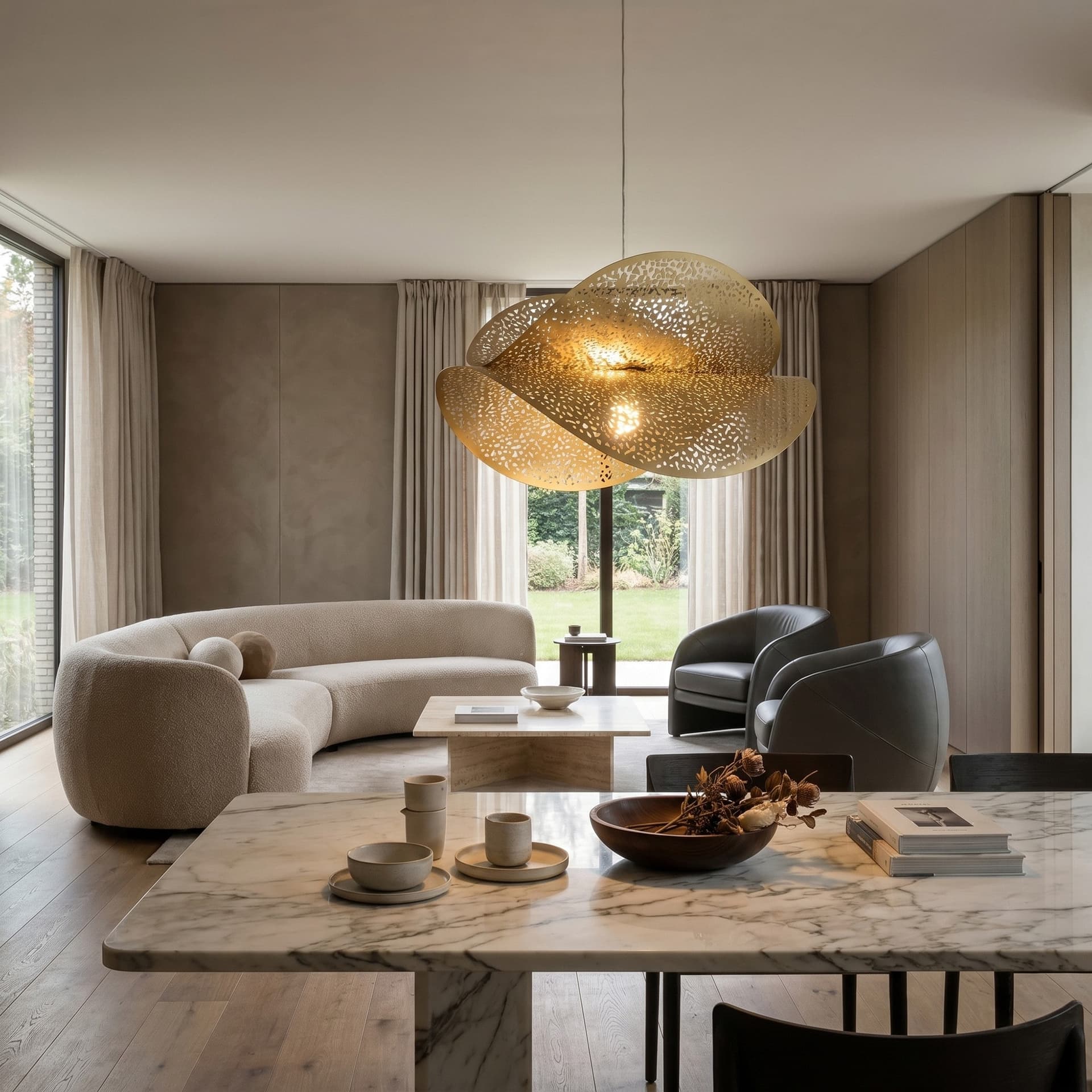 Sospensioni Lampade per interni da soffitto in oro con design forato 1XE27