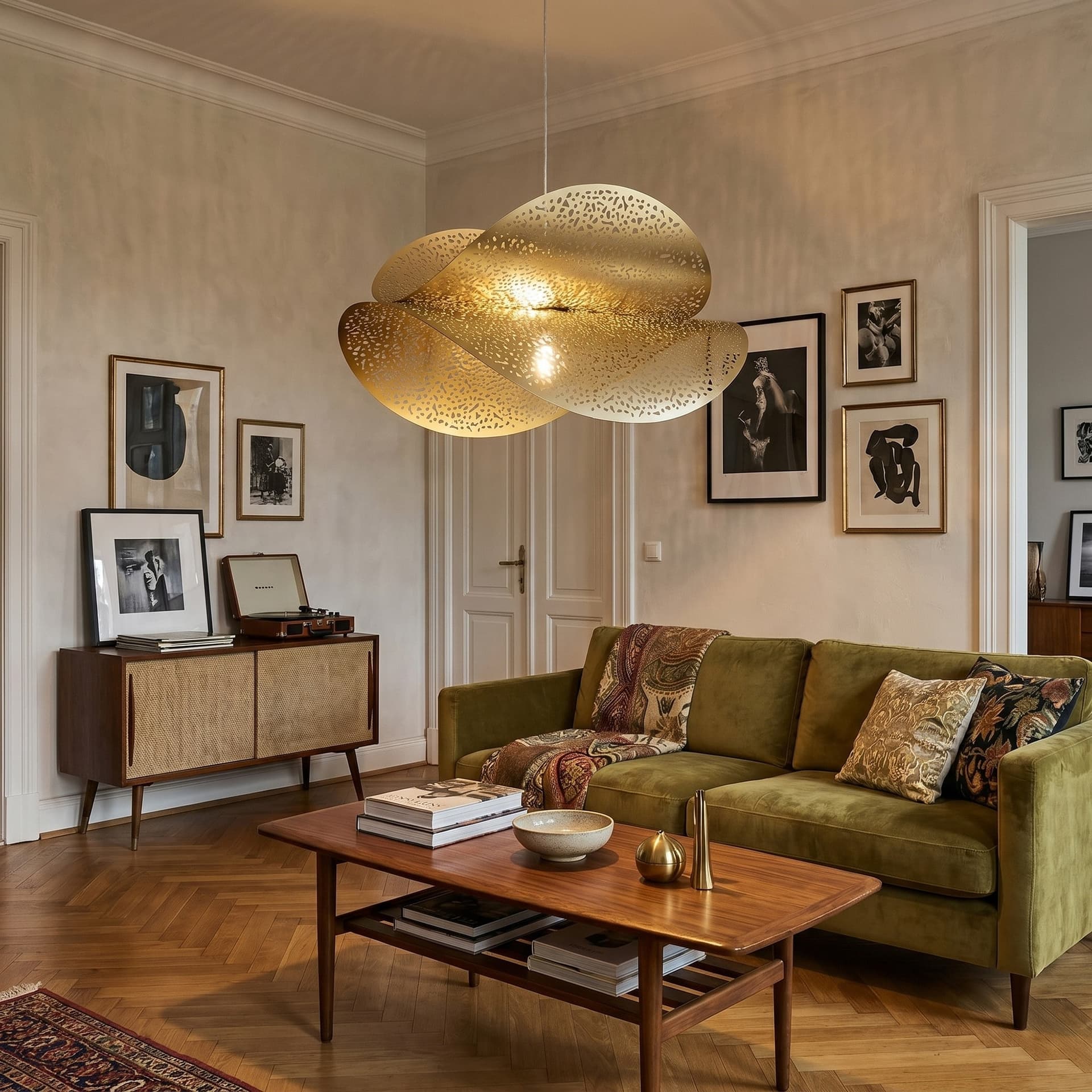 Sospensioni Lampade per interni da soffitto in oro con design forato 1XE27 - 2