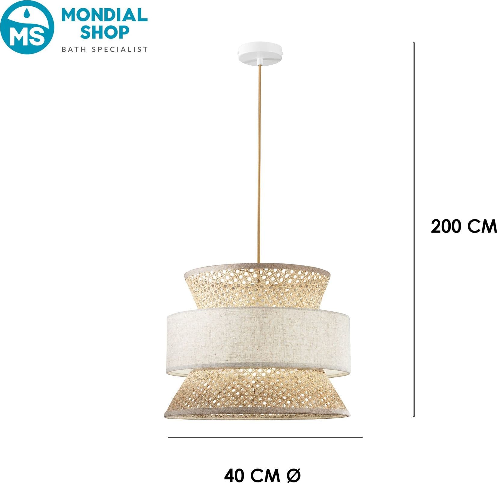 Lampadario a Sospensione in rattan disponibile in 3 varianti 1XE27 - 8