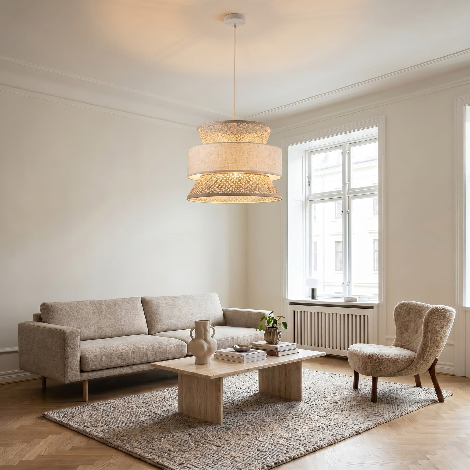 Lampadario a Sospensione in Rattan disponibile in 3 varianti 1XE27 - 6