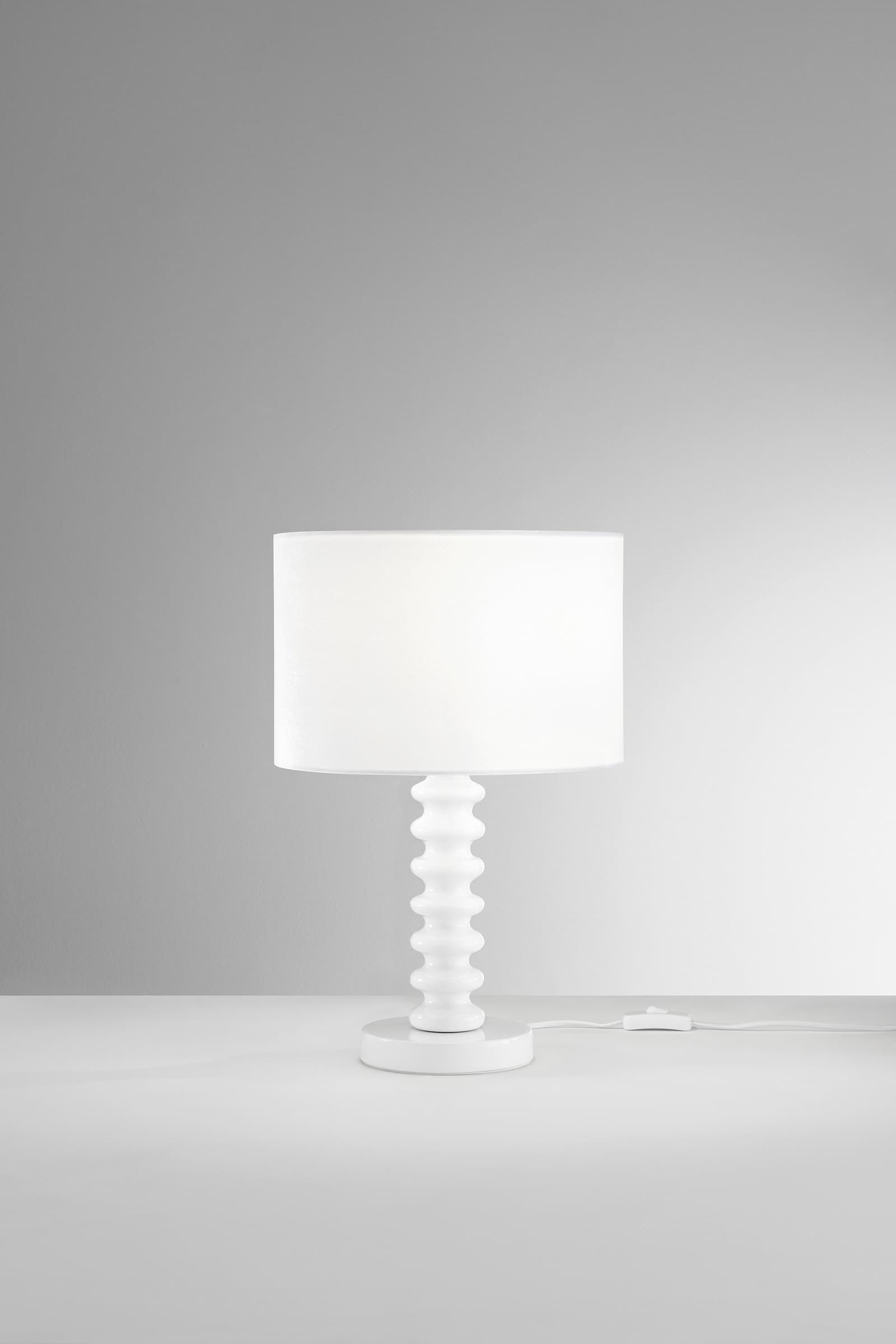 Lampada da tavolo in Velluto bianco e Metallo in 4 varianti Ideale per living e camera - 5