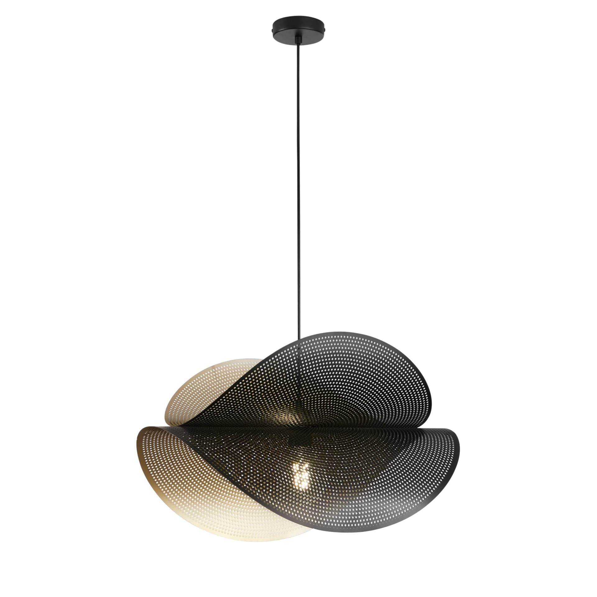 Sospensione moderna Struttura nera con Interno oro Doppio diffusore scenografico 1XE27 - 4