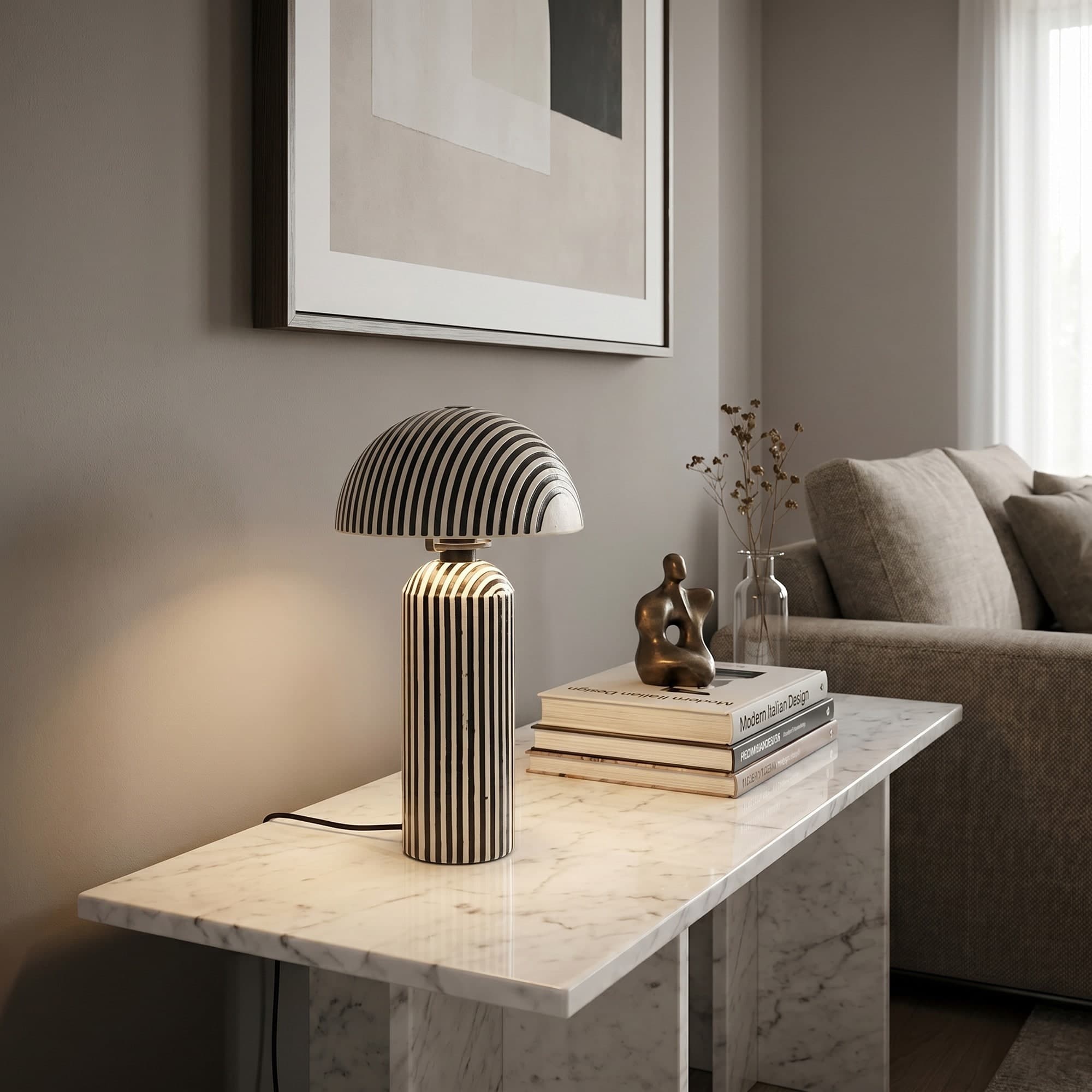 Lampada da tavolo nera in ceramica Attacco E14 Design contemporaneo per interni e ufficio - 2