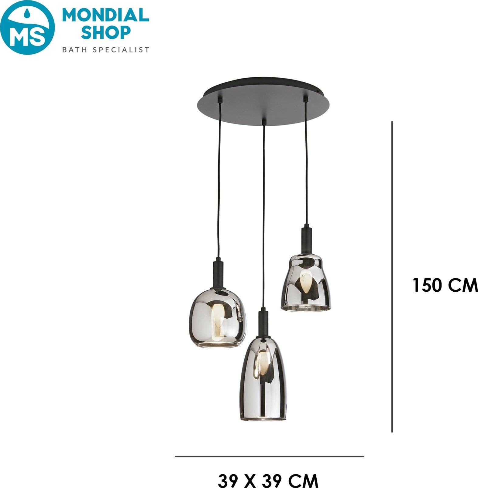 Sospensione moderna nera Lampadario a 3 pendenti E14 Per soggiorno e camera - 3