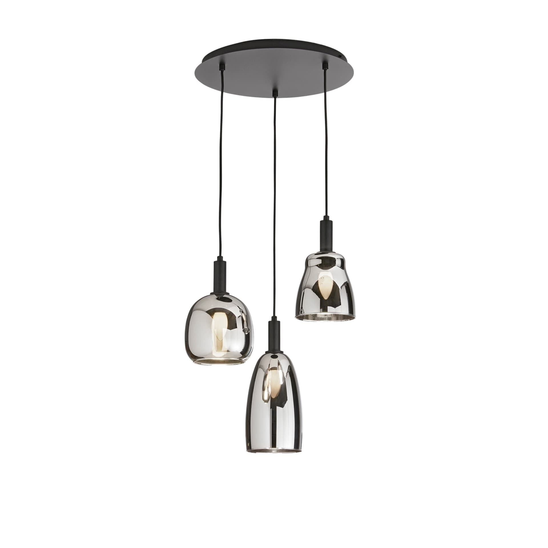 Sospensione moderna nera Lampadario a 3 pendenti E14 Per soggiorno e camera - 4
