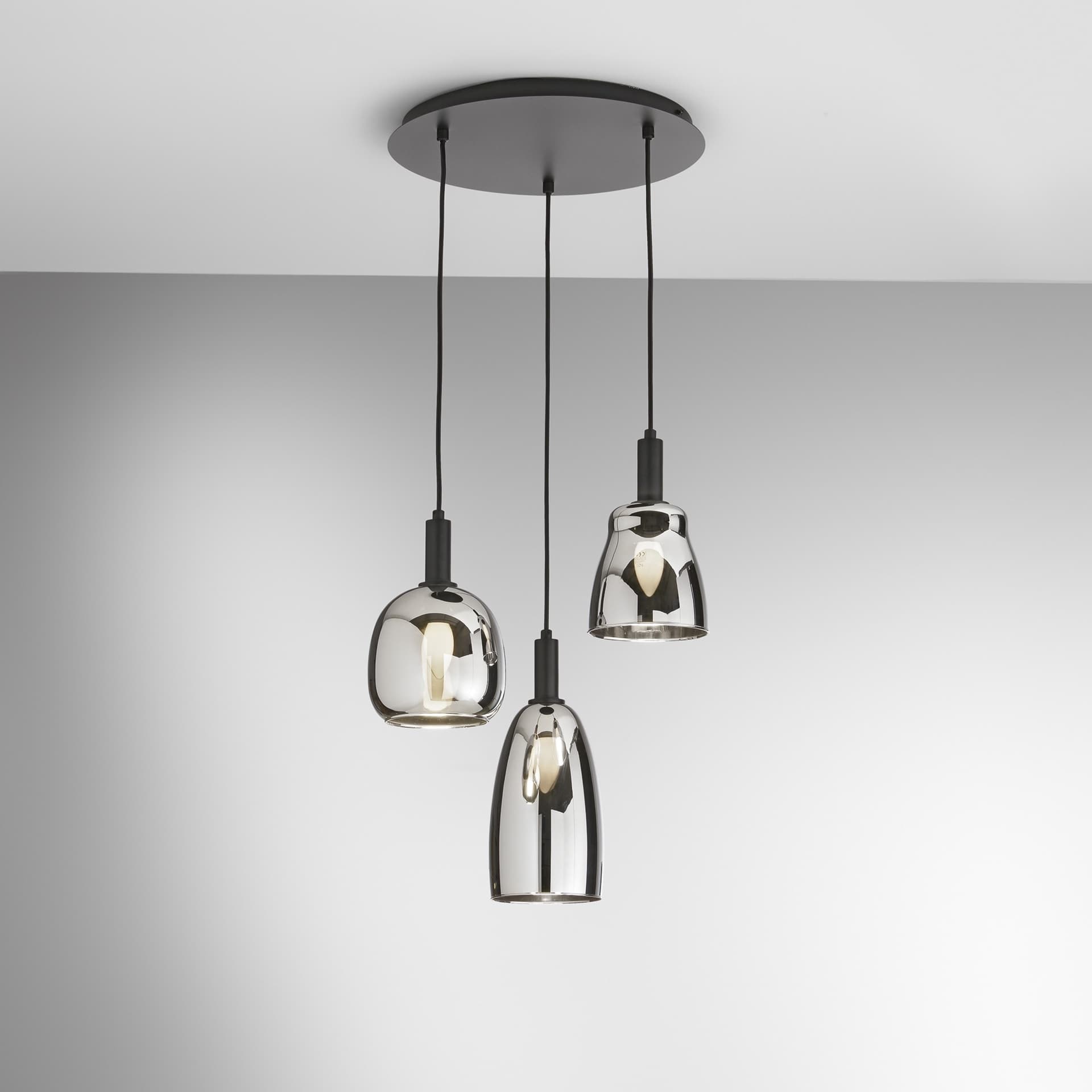 Sospensione moderna nera Lampadario a 3 pendenti E14 Per soggiorno e camera - 5