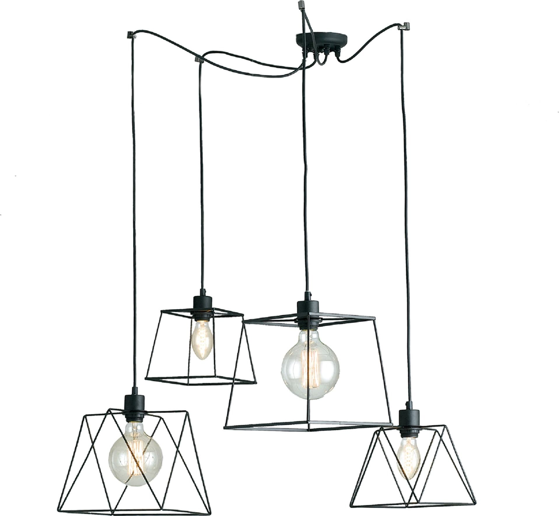 Lampadario Sospensione nero Design poligonale industrial Ideale per grandi tavoli e loft - 4