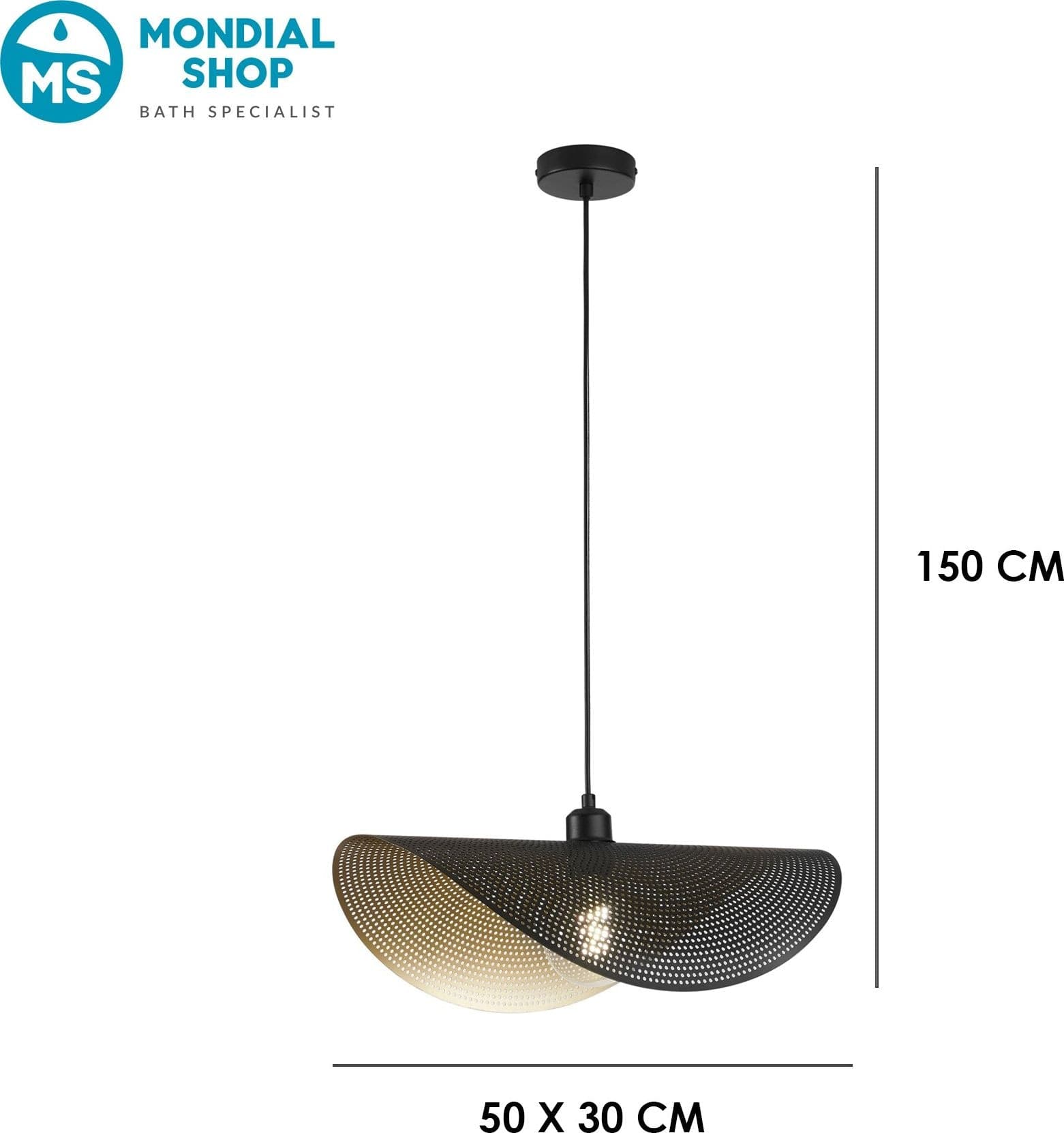 Sospensione per interni Lampadario moderno Disponibile in oro 1XE27 Altezza regolabile - 3