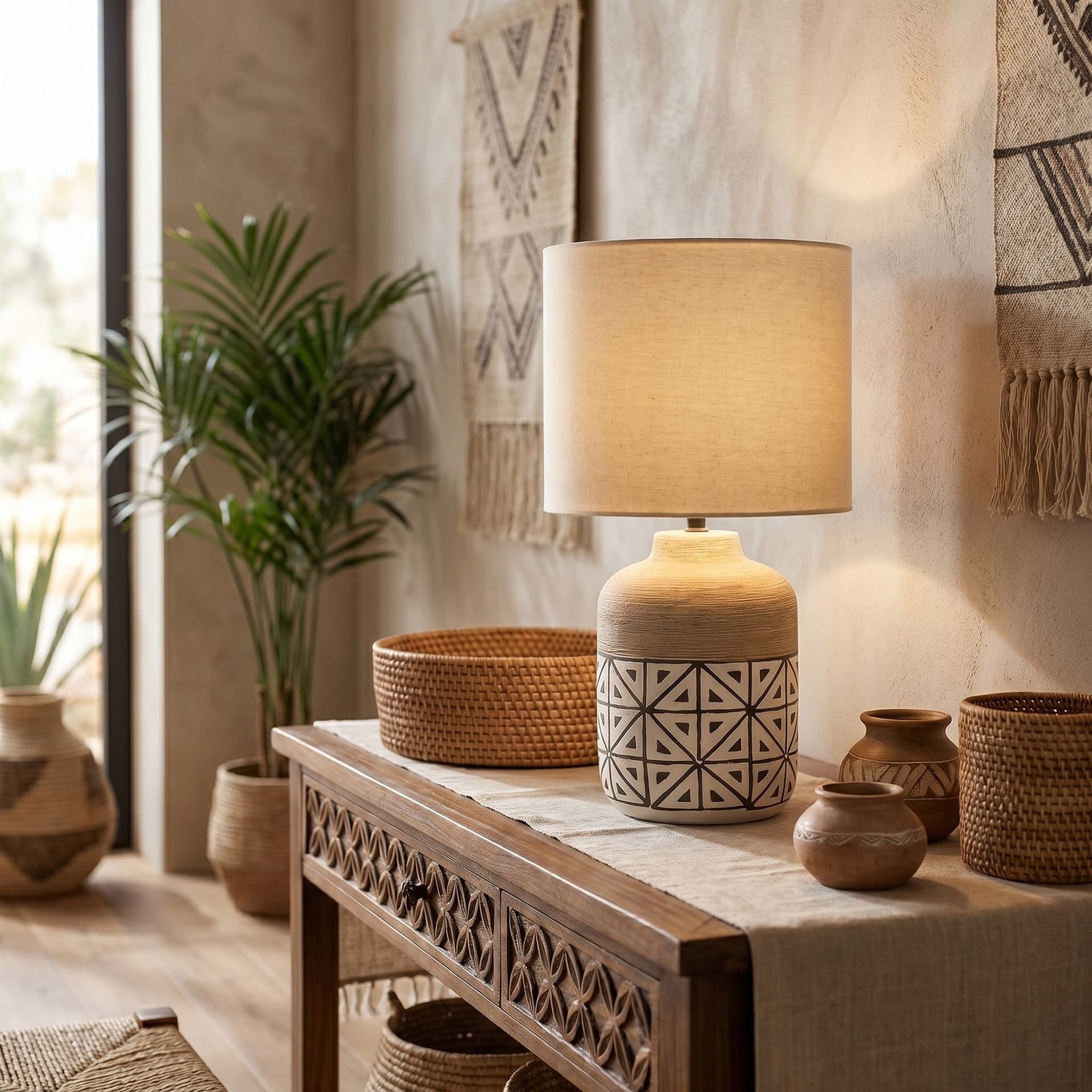 Lampada in ceramica decorata Per comodino 1xE27 Disponibile in dimensioni M o XL - 6