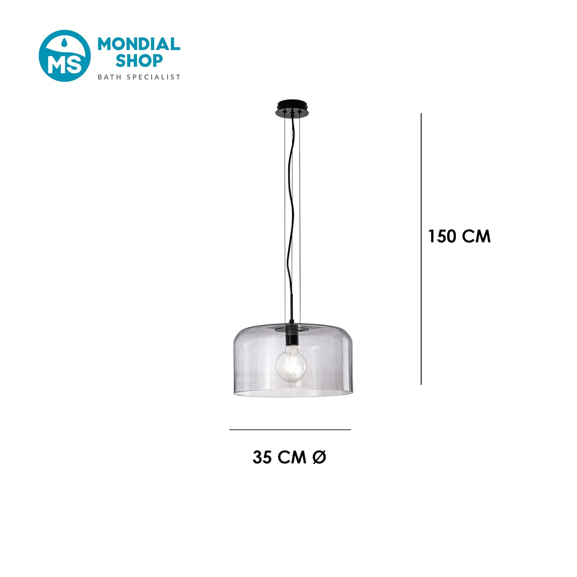 Lampada a sospensione in vetro Disponibile in 5 varianti E27 - 23