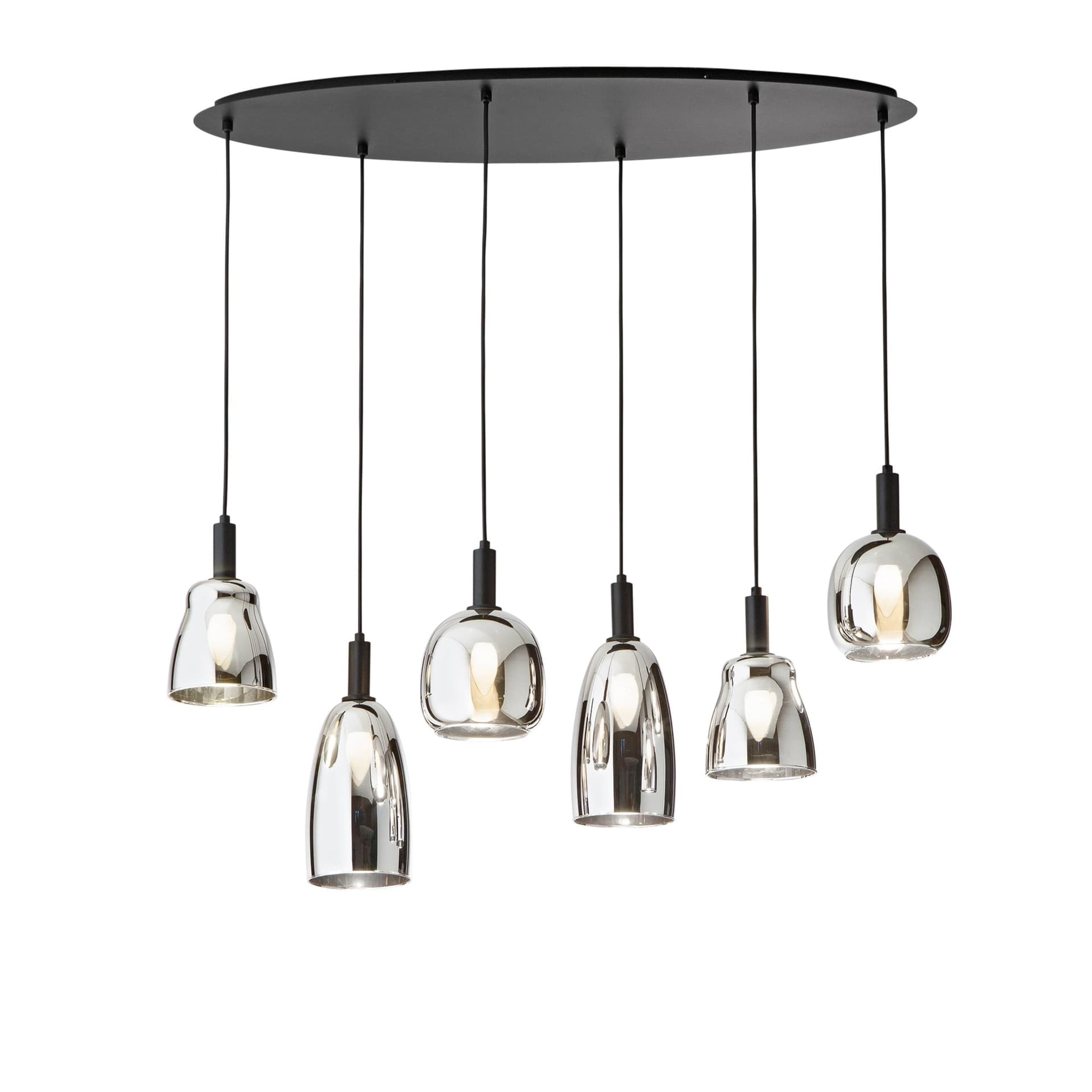 Lampadario moderno in Vetro nero e cromo 6XE14 Ideale per tavolo da pranzo - 4