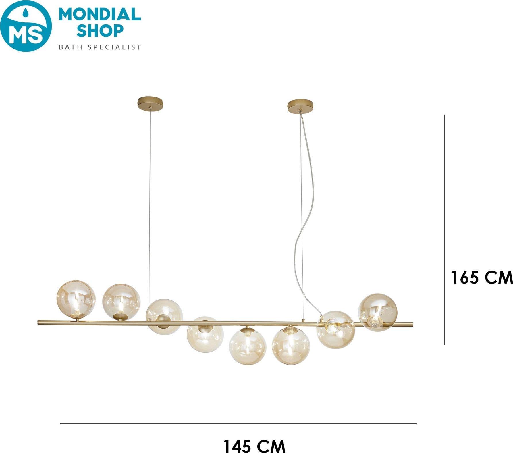 Lampadario a sospensione Disponibile in oro o nero 8XG9 Altezza regolabile - 3