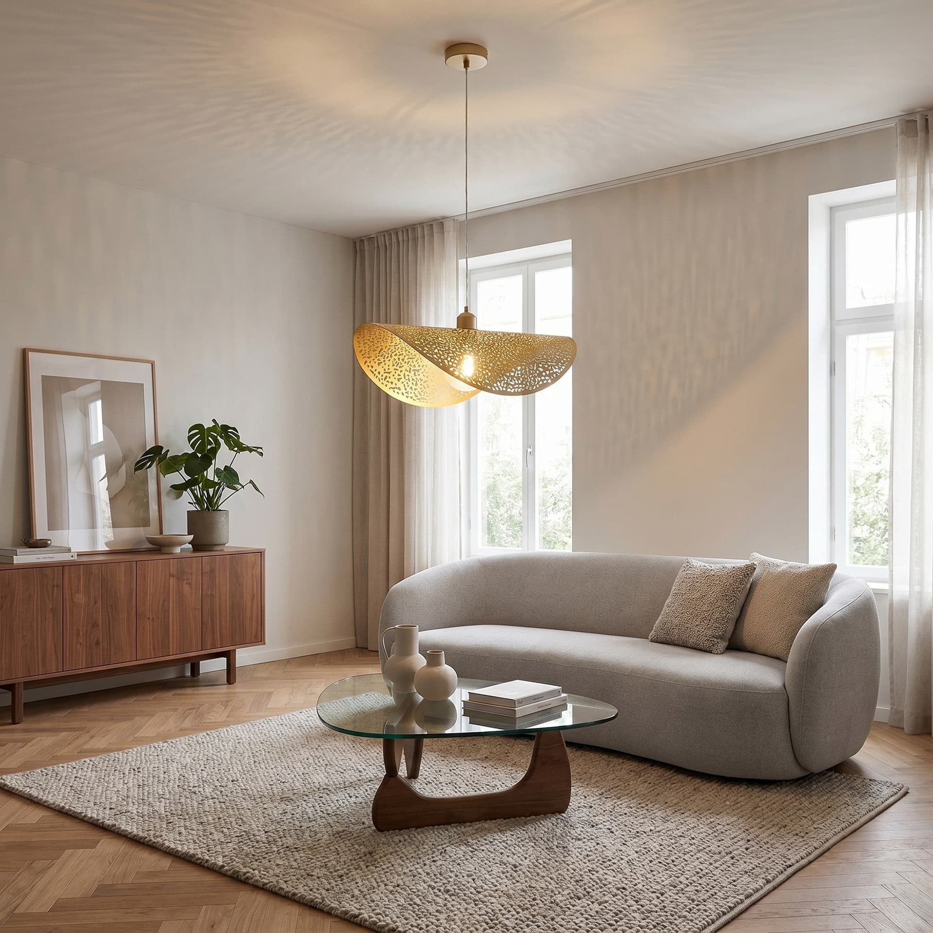 Lampadario moderno a una vela Color oro Attacco E27 Altezza paralume 30CM - 2