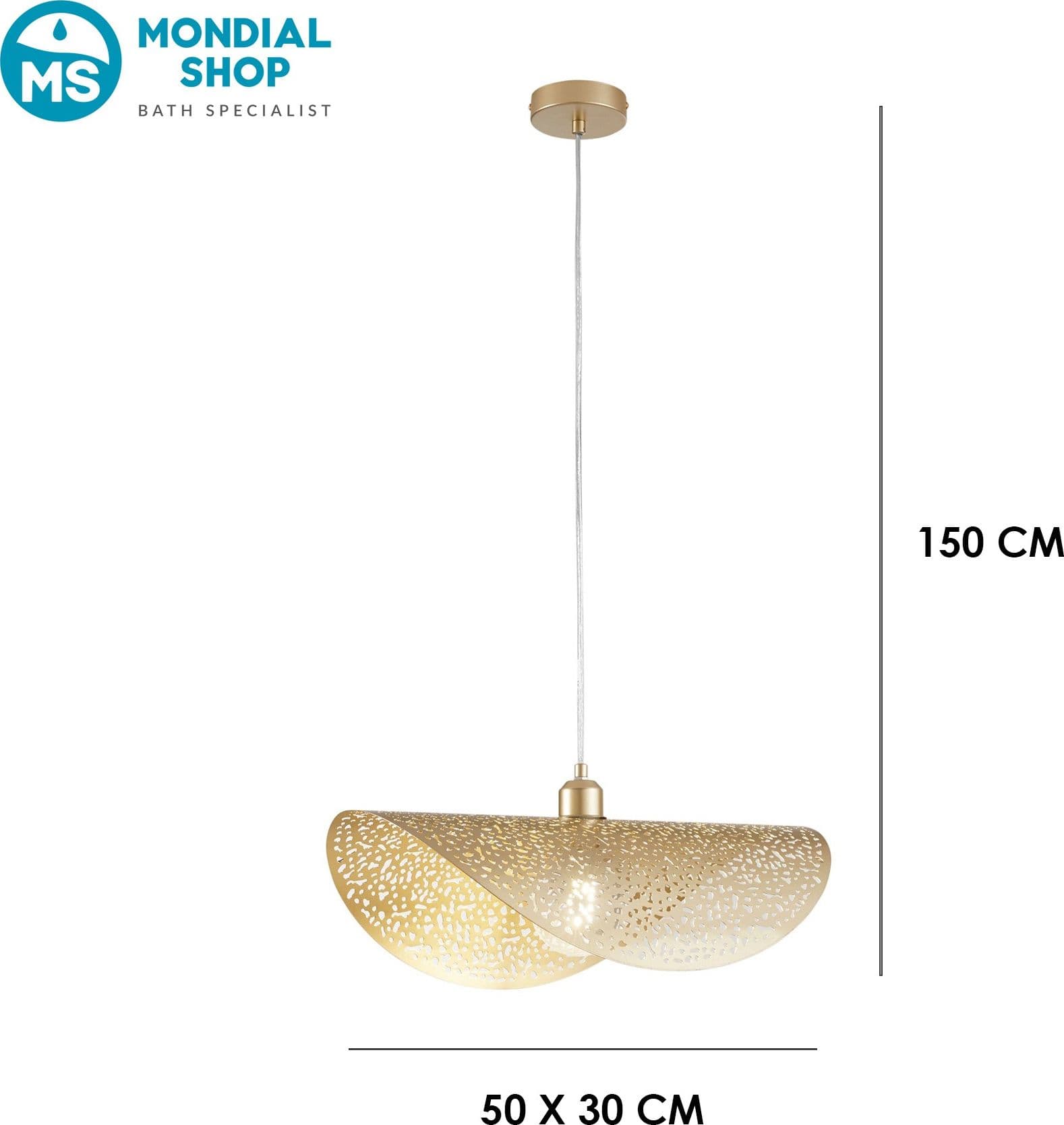 Lampadario moderno a una vela Color oro Attacco E27 Altezza paralume 30CM - 3