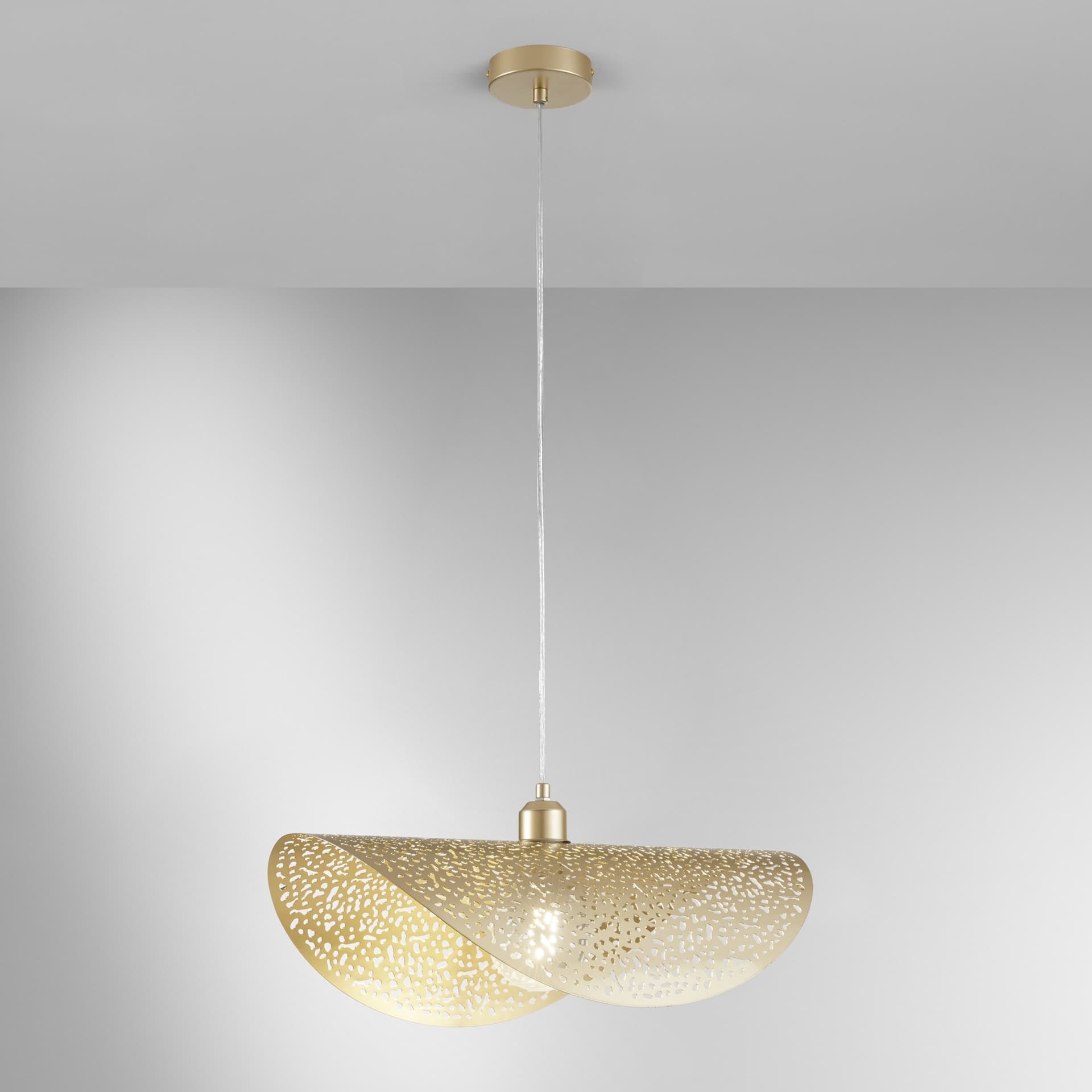 Lampadario moderno a una vela Color oro Attacco E27 Altezza paralume 30CM - 5