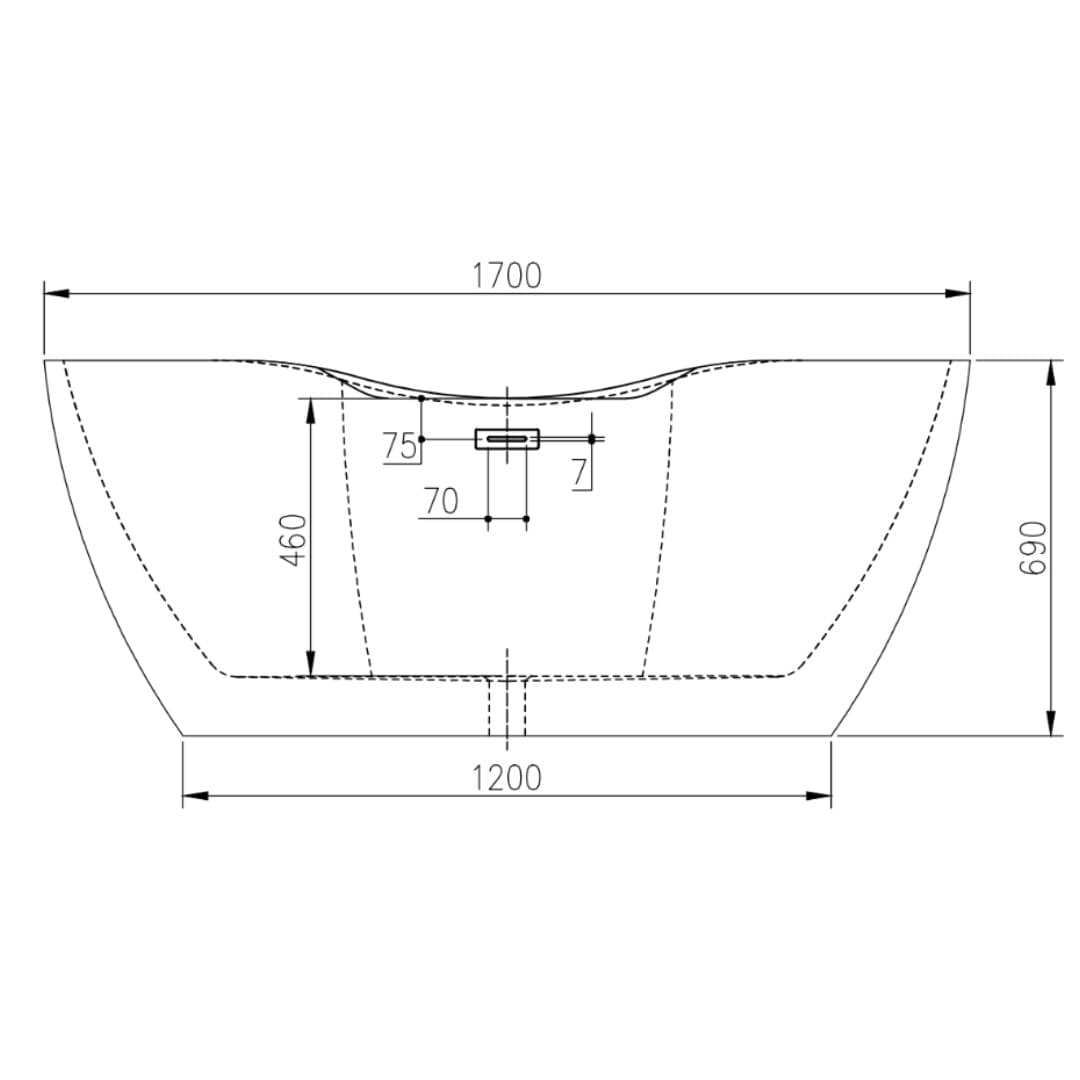 Vasca da Bagno Free Standing Design Moderno ed Elegante cm 170 - 3