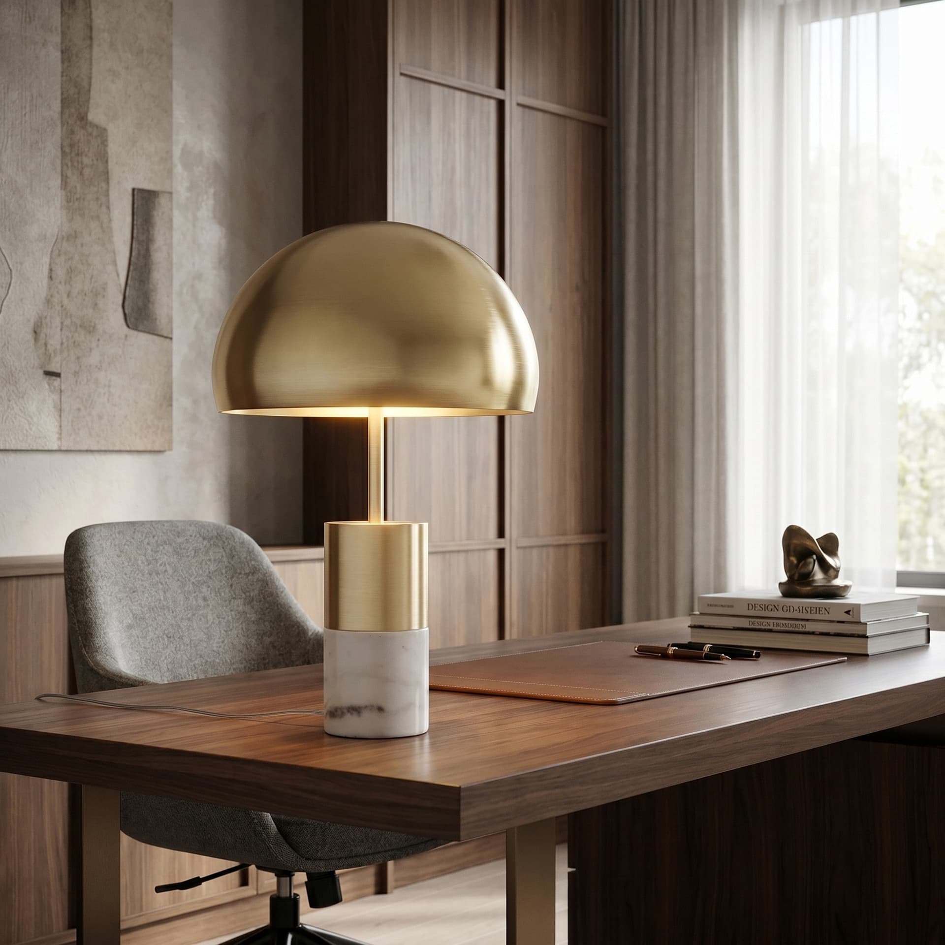 Lampada da comodino o salotto Disponibile in oro o nichel e marmo 2xE14 - 2