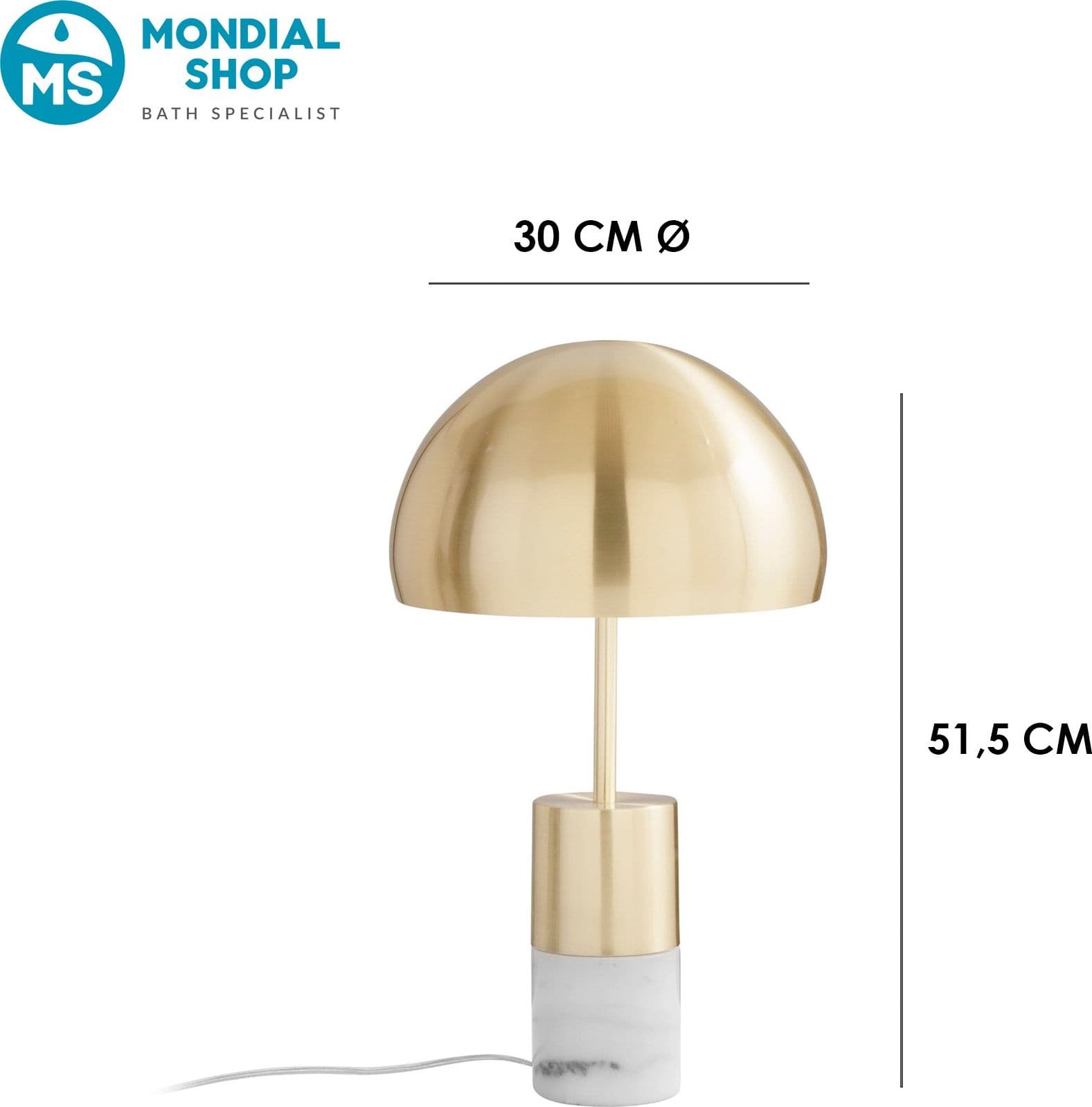 Lampada da comodino o salotto Disponibile in oro o nichel e marmo 2xE14 - 3
