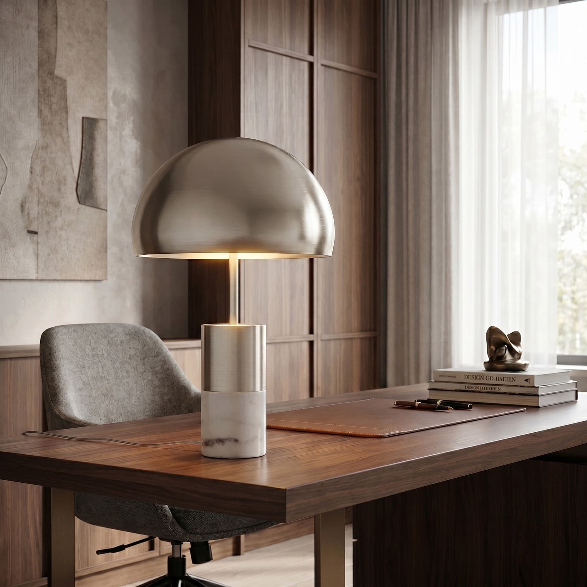 Lampada da comodino o salotto Disponibile in oro o nichel e marmo 2xE14 - 6