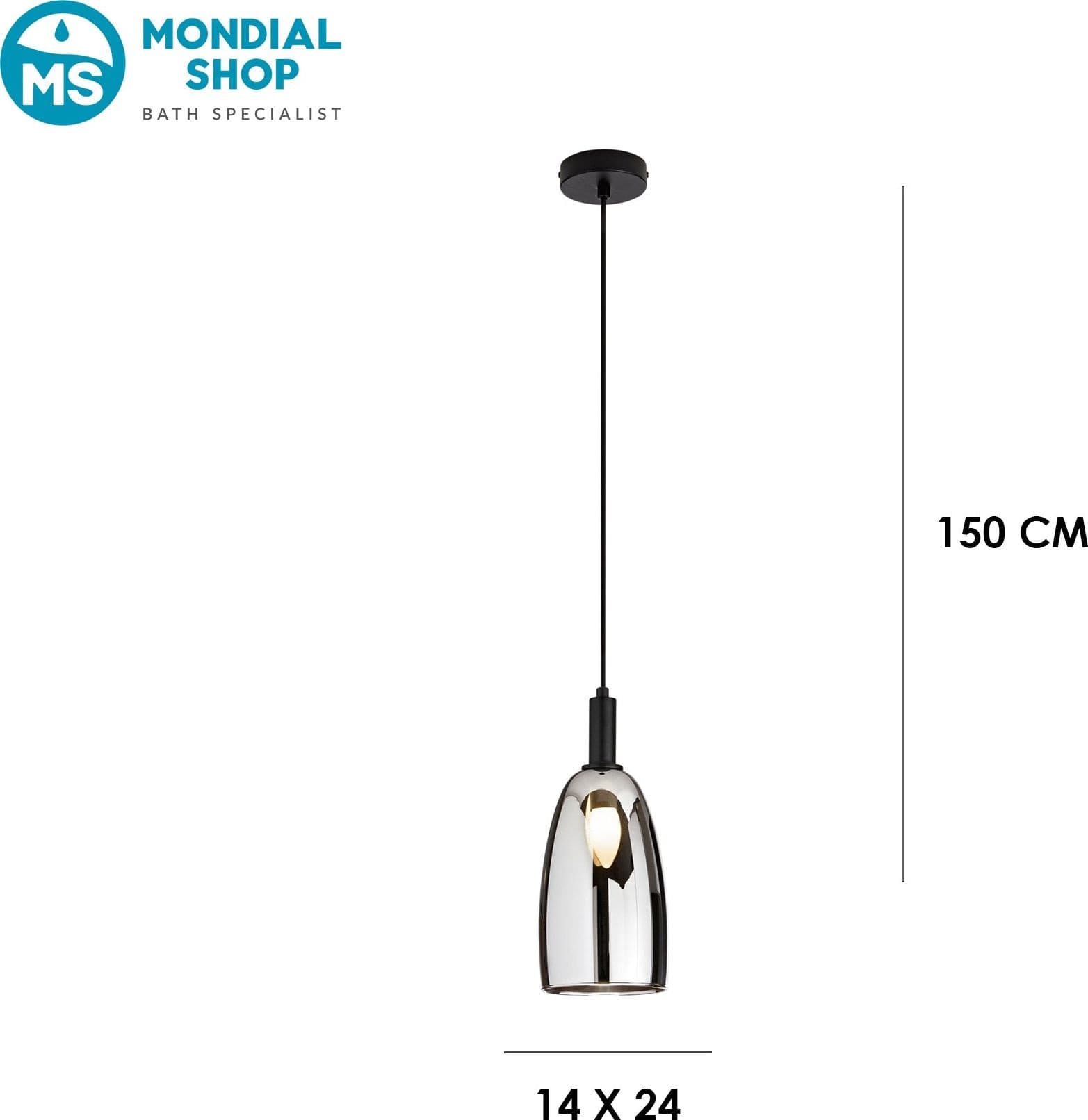 Lampadario a sospensione Lampada singola nera Stile industriale moderno 1XE14 - 3