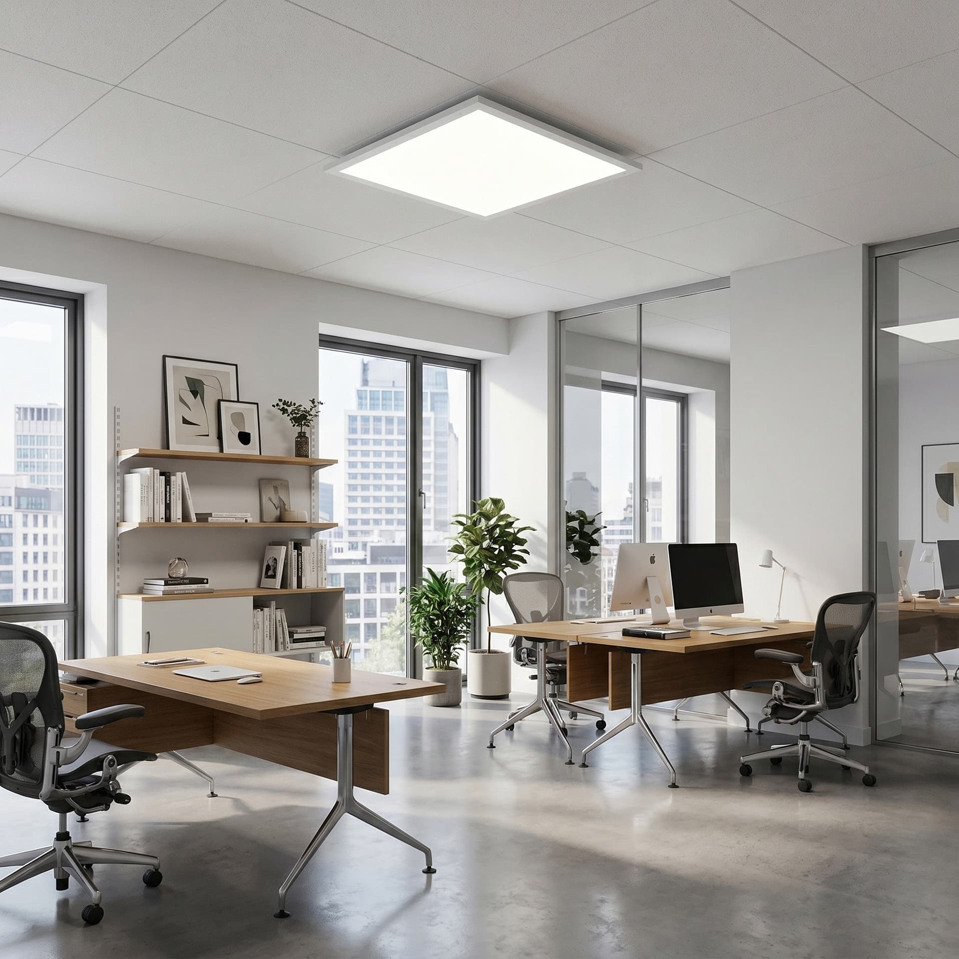 Pannello LED bianco ultra sottile Design moderno adatto a Stanze Camere o Uffici 60x60 cm 24W - 2