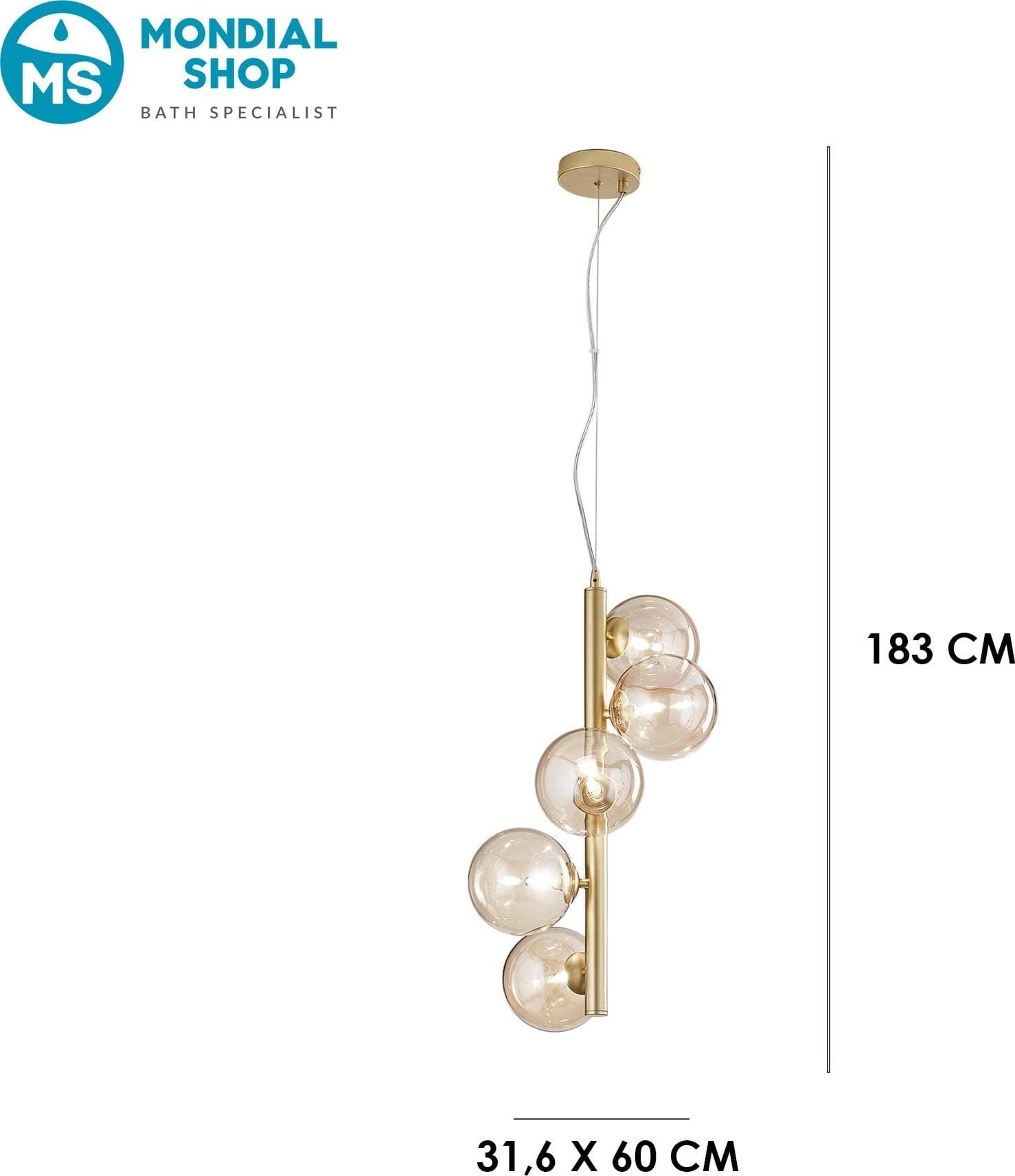 Lampadario a sospensione Disponibile in ottone o nero 5XG9 Stile contemporaneo - 3
