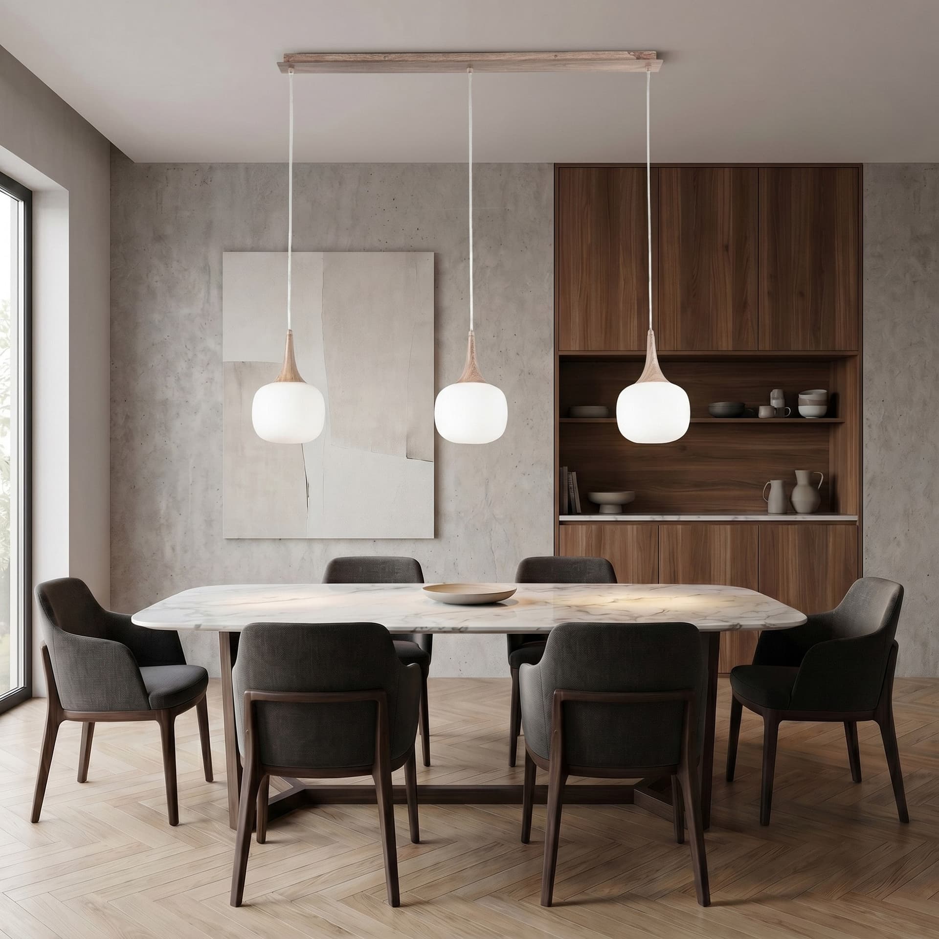 Sospensione a barra moderna in legno Disponibile in bianco o grigio 3XE14 - 2