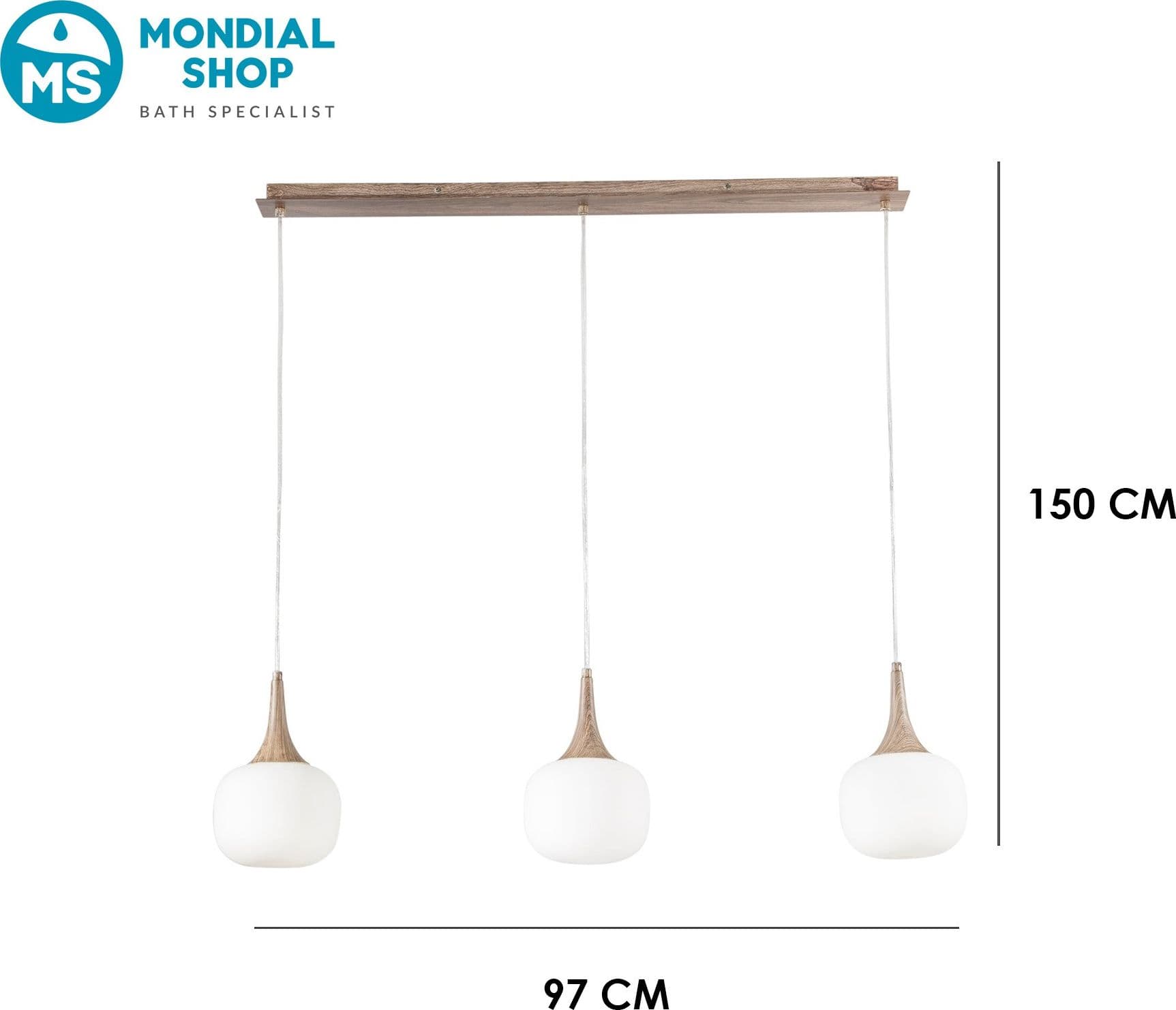 Sospensione a barra moderna in legno Disponibile in bianco o grigio 3XE14 - 5