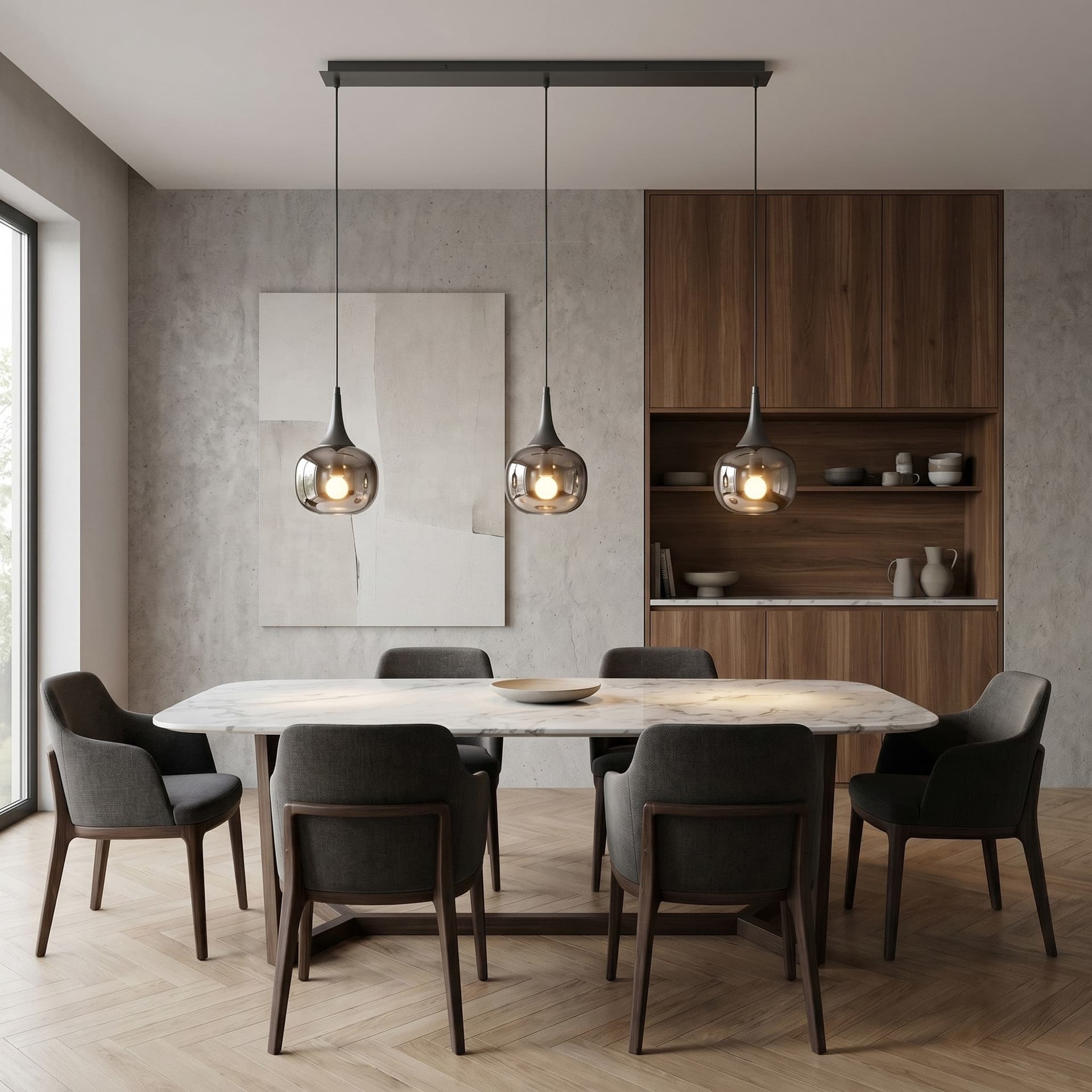 Sospensione a barra moderna in legno Disponibile in bianco o grigio 3XE14 - 7