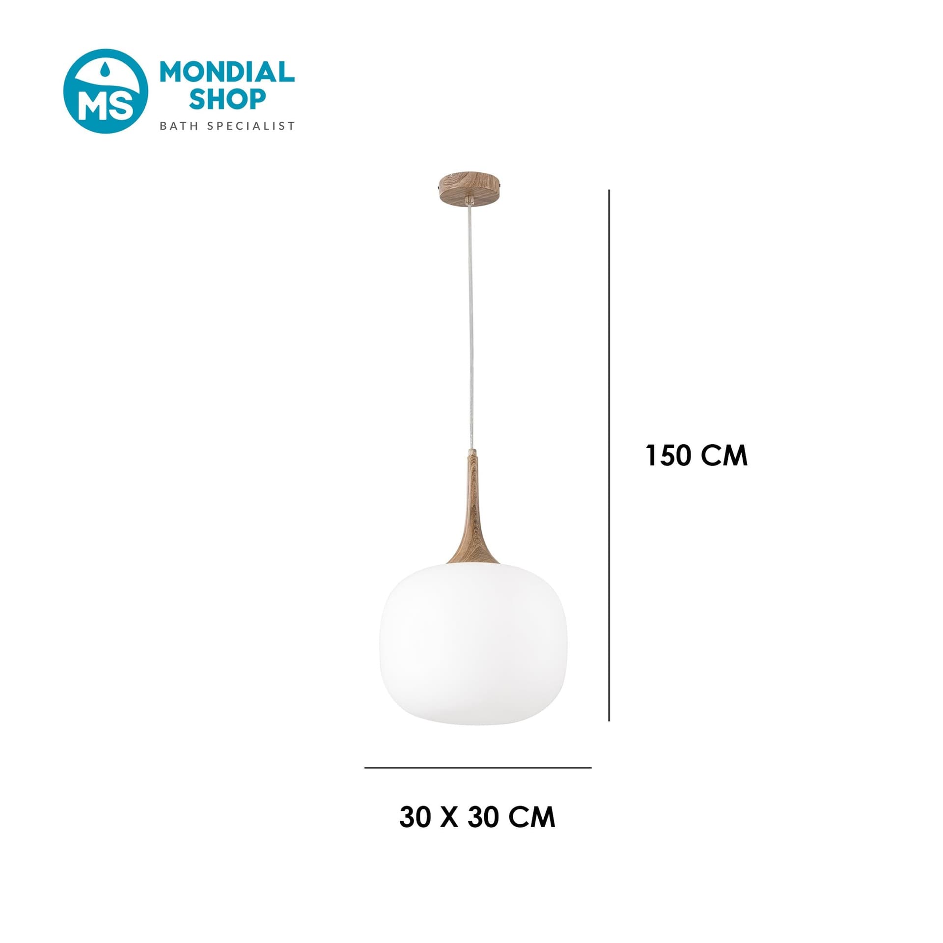 Sospensione moderna Stile scandinavo Bianco e Legno o Grigio e Nero 1XE27 - 3