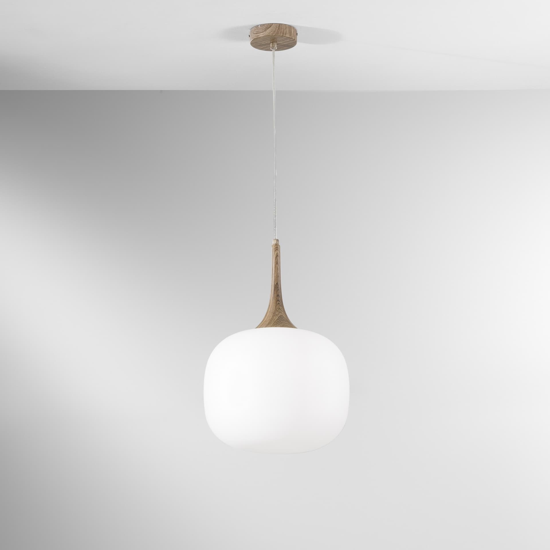 Sospensione moderna Stile scandinavo Bianco e Legno o Grigio e Nero 1XE27 - 5